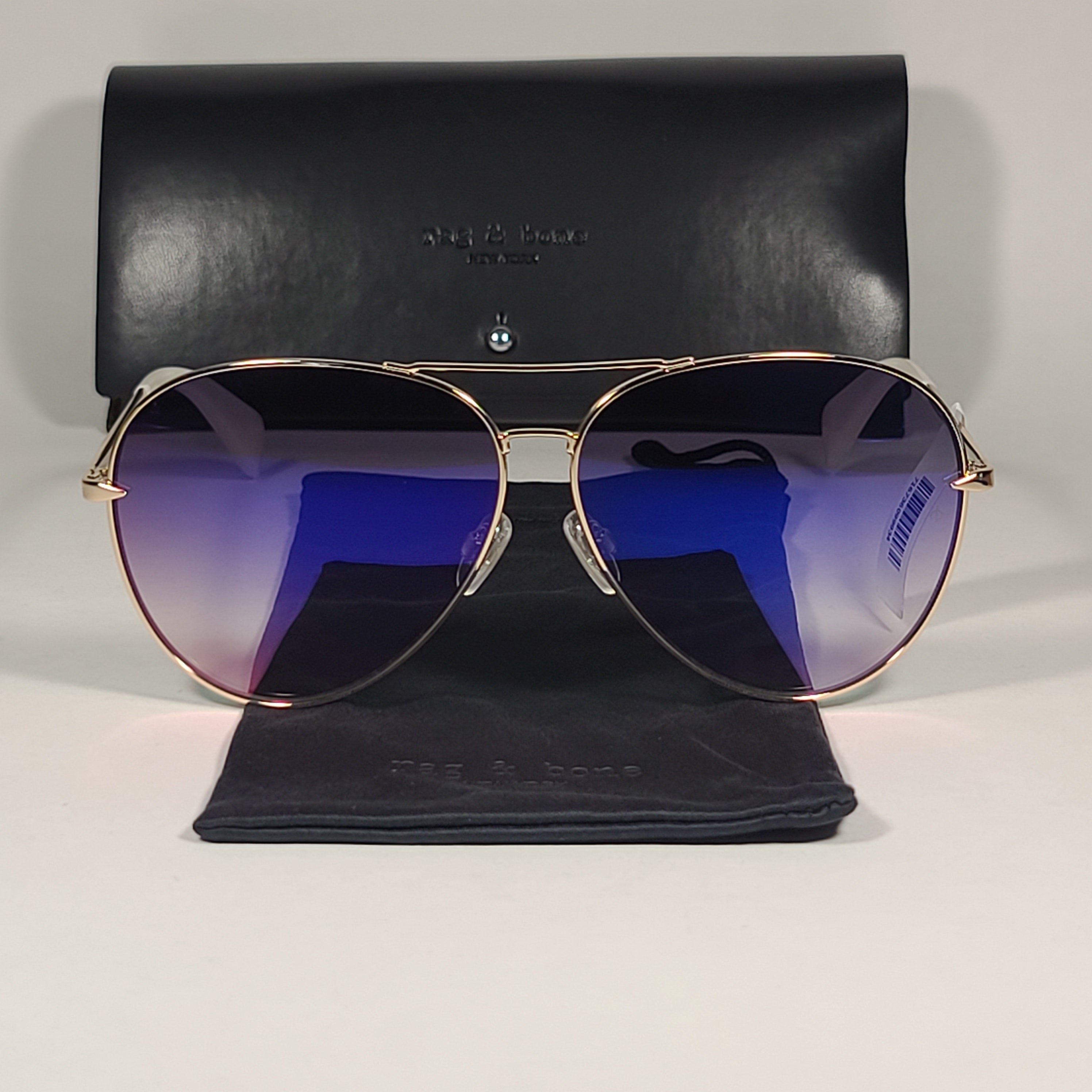 NWT Rag & Bone Aviator Sunglasses — Gold Frame Blue Gradient Lens Classic Luxury rag & bone Gold Sunglasses for Women for sale | eBay main image 4