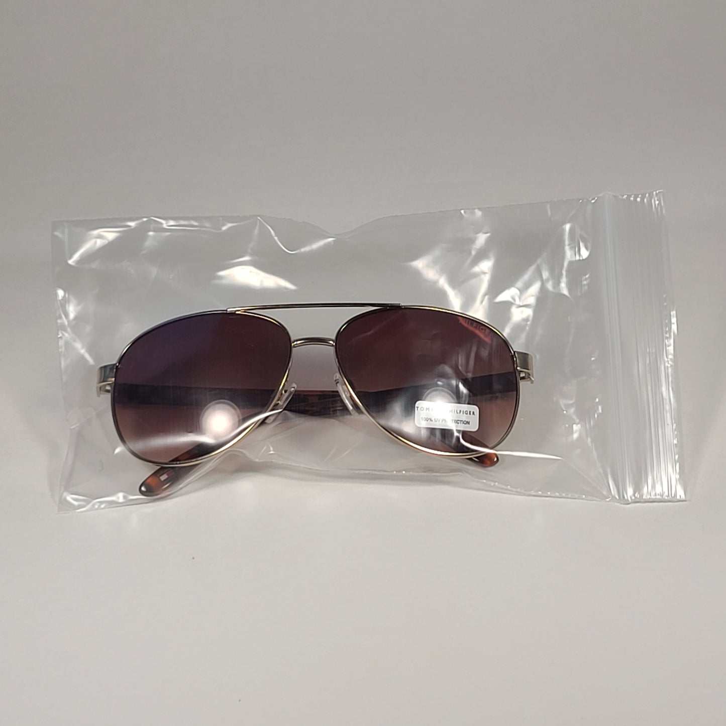 Tommy Hilfiger ’Moana’ WM OL553 Pilot Sunglasses Gold Brown Tortoise Frame Brown Gradient Lens - Sunglasses