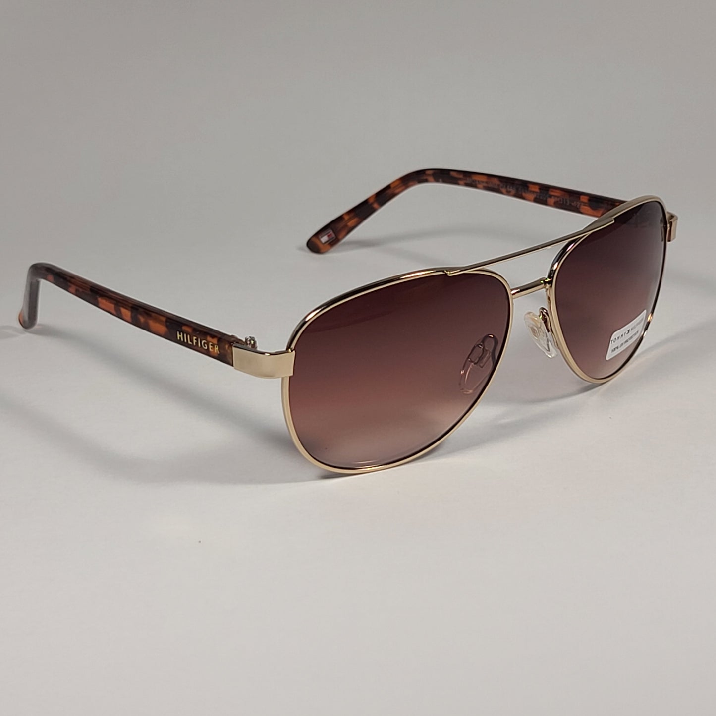 Tommy Hilfiger ’Moana’ WM OL553 Pilot Sunglasses Gold Brown Tortoise Frame Brown Gradient Lens - Sunglasses