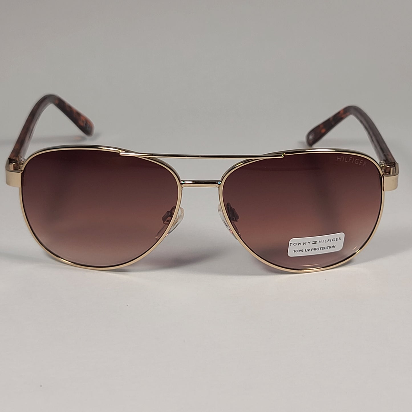 Tommy Hilfiger ’Moana’ WM OL553 Pilot Sunglasses Gold Brown Tortoise Frame Brown Gradient Lens - Sunglasses