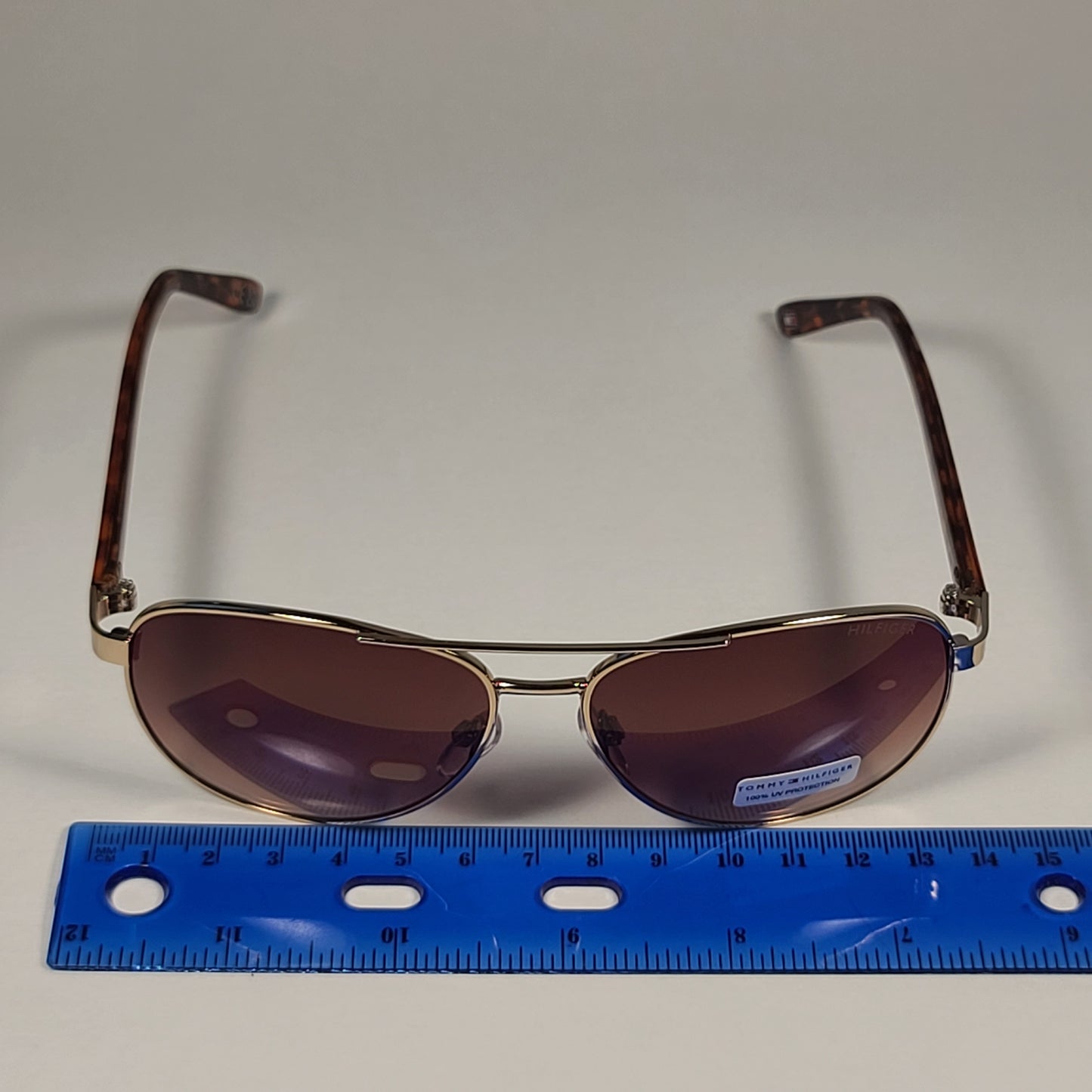 Tommy Hilfiger ’Moana’ WM OL553 Pilot Sunglasses Gold Brown Tortoise Frame Brown Gradient Lens - Sunglasses