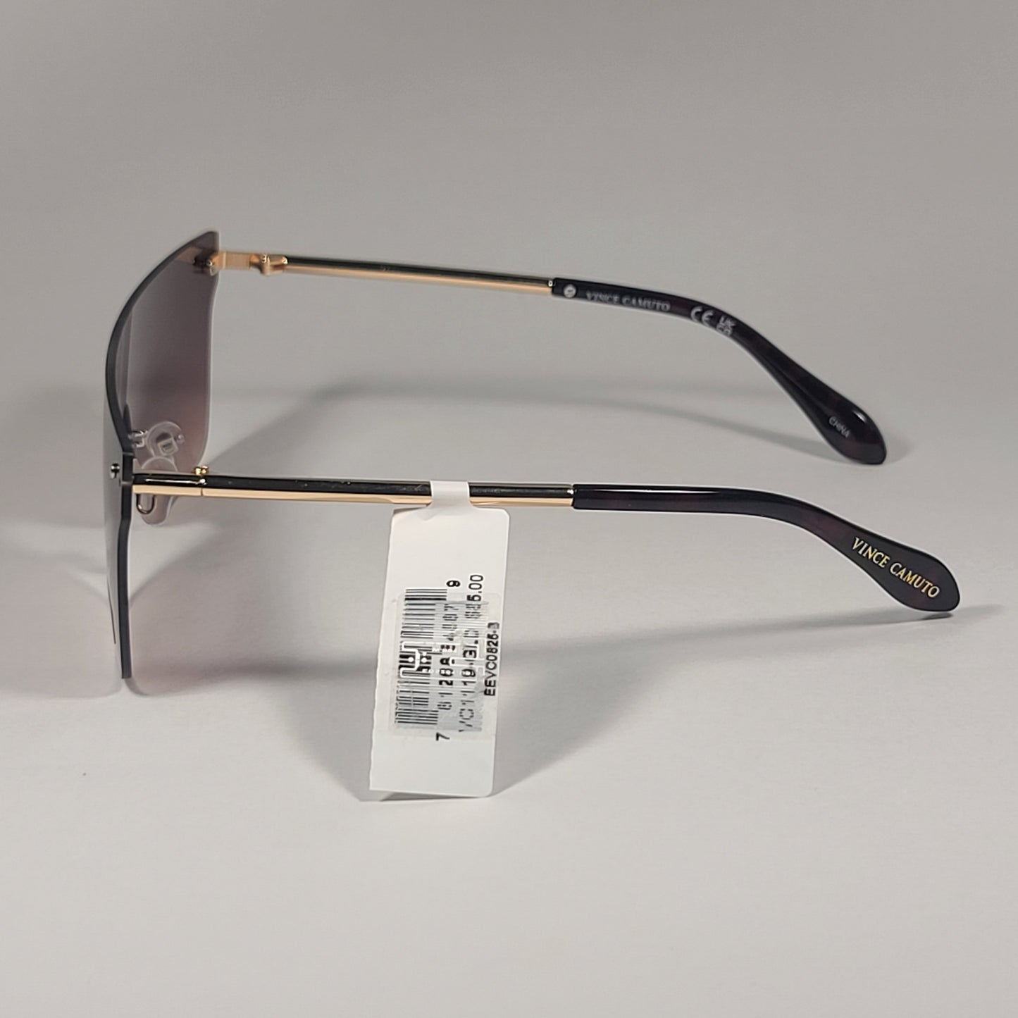 Vince Camuto VC1119 GLD Rimless Shield Sunglasses Gold Brown Frame Brown Gradient Lens - Sunglasses