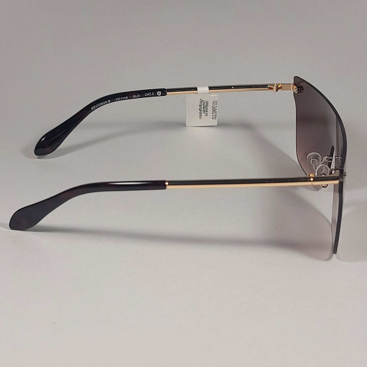 Vince Camuto VC1119 GLD Rimless Shield Sunglasses Gold Brown Frame Brown Gradient Lens - Sunglasses