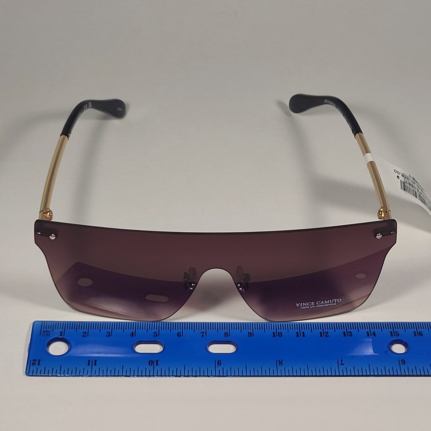 Vince Camuto VC1119 GLD Rimless Shield Sunglasses Gold Brown Frame Brown Gradient Lens - Sunglasses