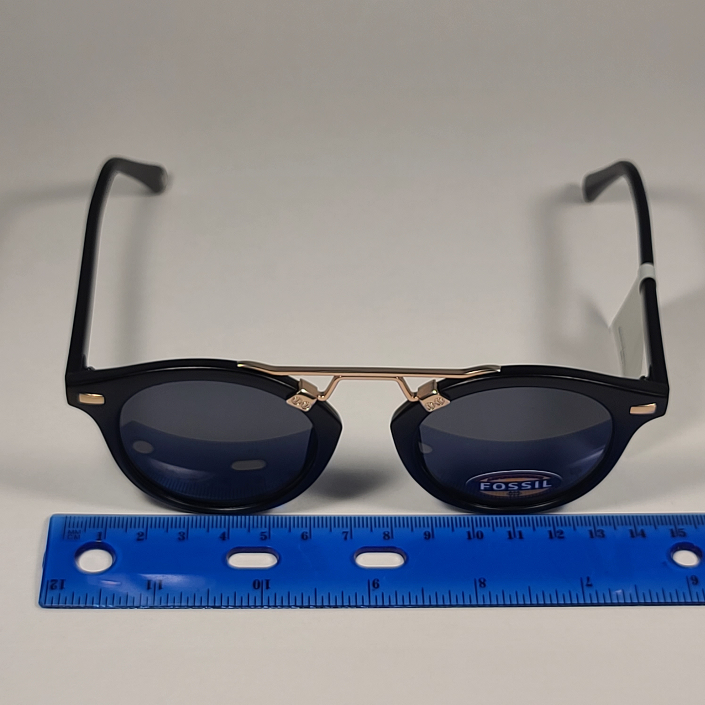 Fossil Round Brow Bar FW193 Women’s Sunglasses Matte Black Gold Frame Gray Lens - Sunglasses