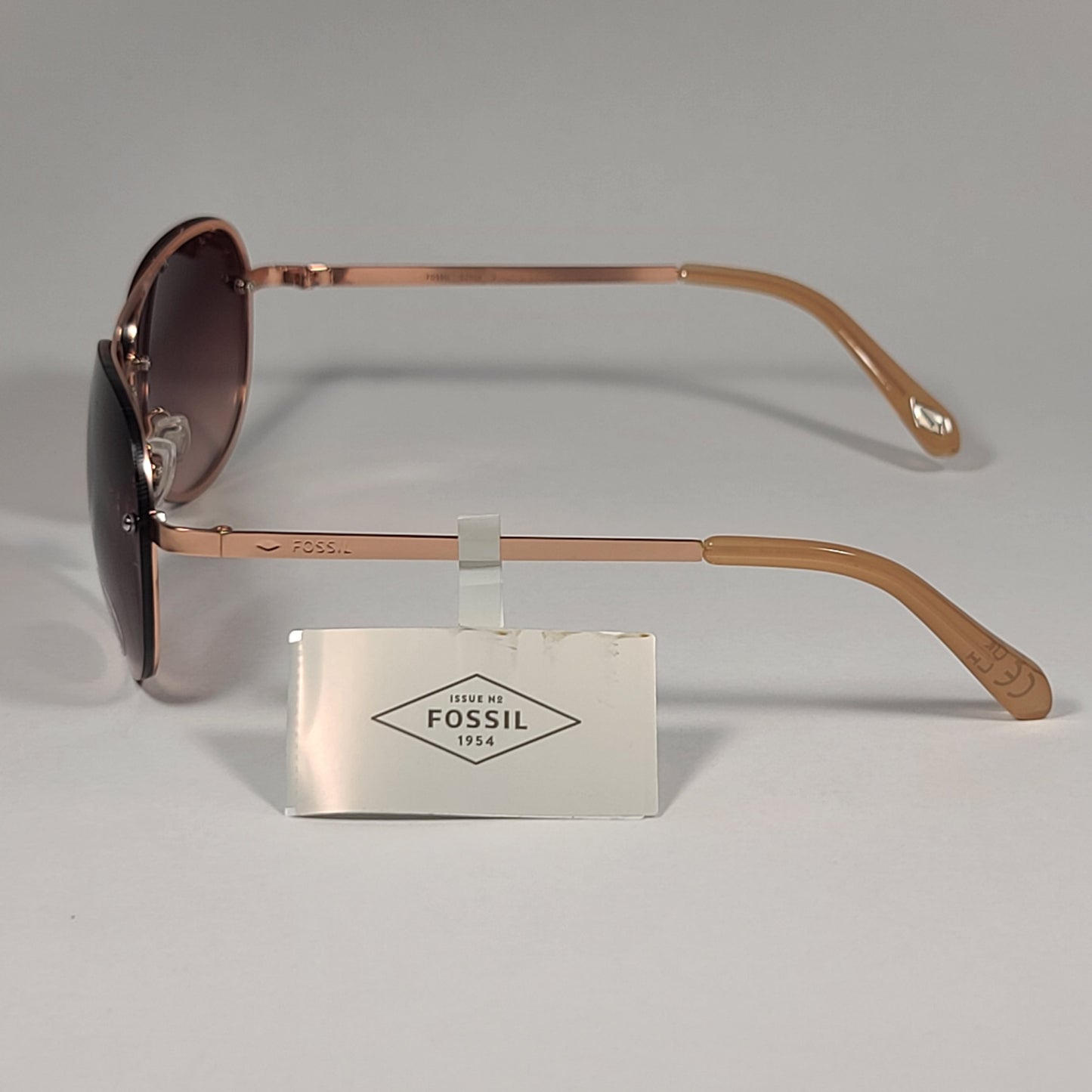 Fossil FW157 Rimless Pilot Sunglasses Rose Gold Frame / Brown Gradient Lens - Sunglasses