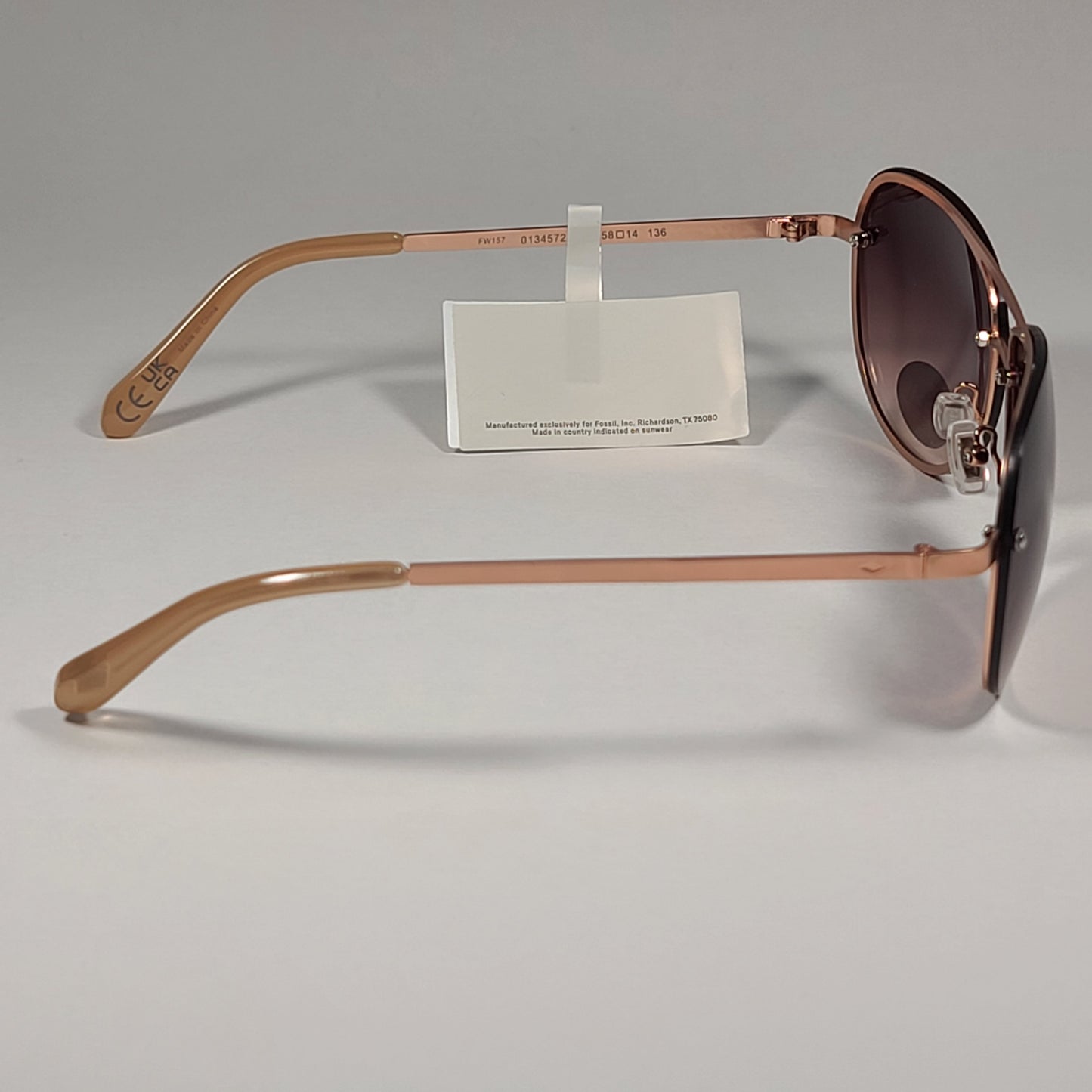 Fossil FW157 Rimless Pilot Sunglasses Rose Gold Frame / Brown Gradient Lens - Sunglasses