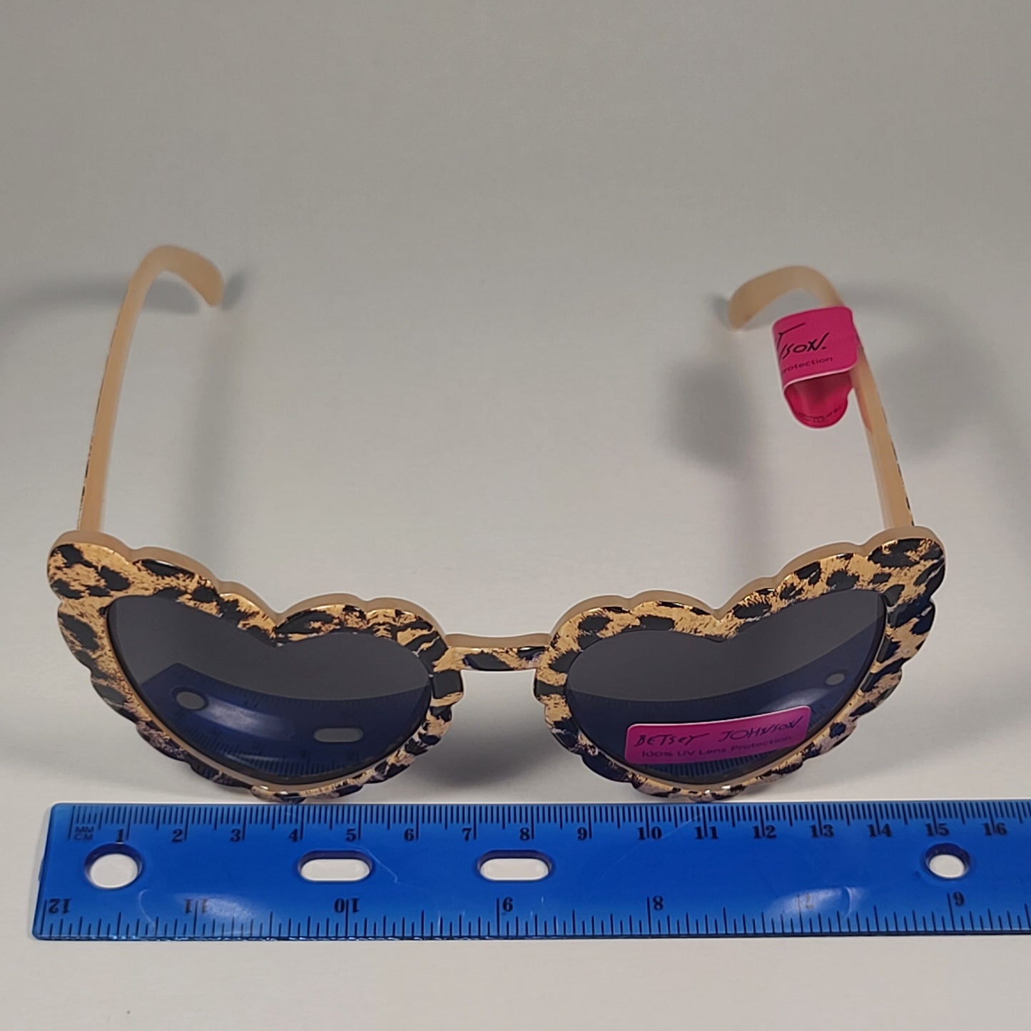 Betsey Johnson Heart Sunglasses BJ977 Animal / Leopard Print Frame Gray Lens - Sunglasses