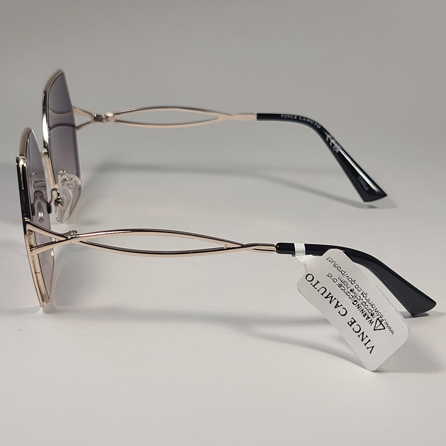 Vince Camuto VC900 GLDOX Oversize Geometric Sunglasses Gold Black Frame Gray Gradient Lens - Sunglasses