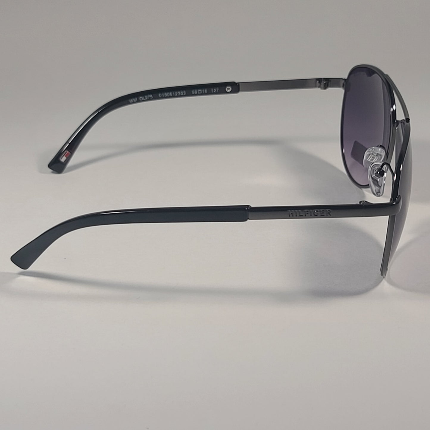 Tommy Hilfiger Lindsay Aviator Sunglasses Gunmetal Gray and Black Frame Gray Smoke Gradient Lens LINDSAY WM OL275 - Sunglasses