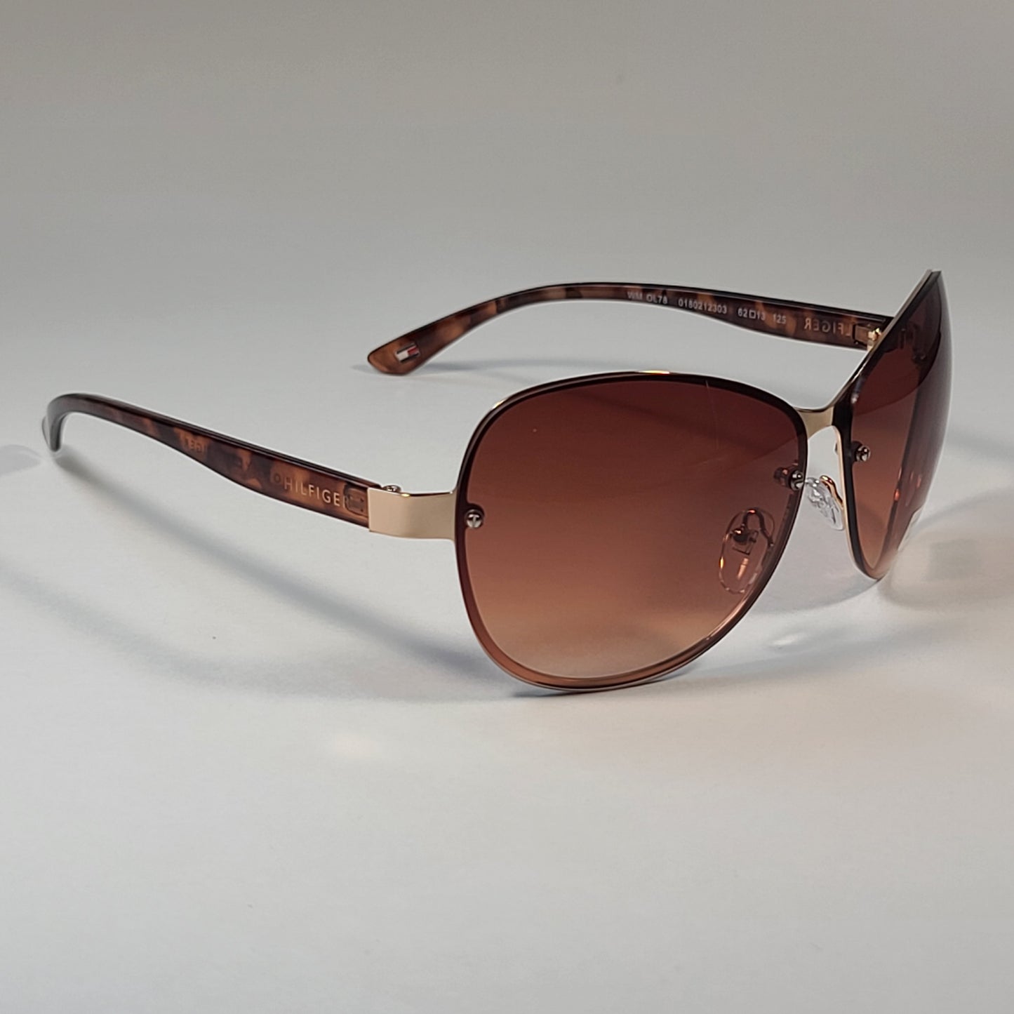 Tommy Hilfiger Melone WM OL78 Rimless Sunglasses Gold and Tortoise Frame Brown Gradient Lens - Sunglasses