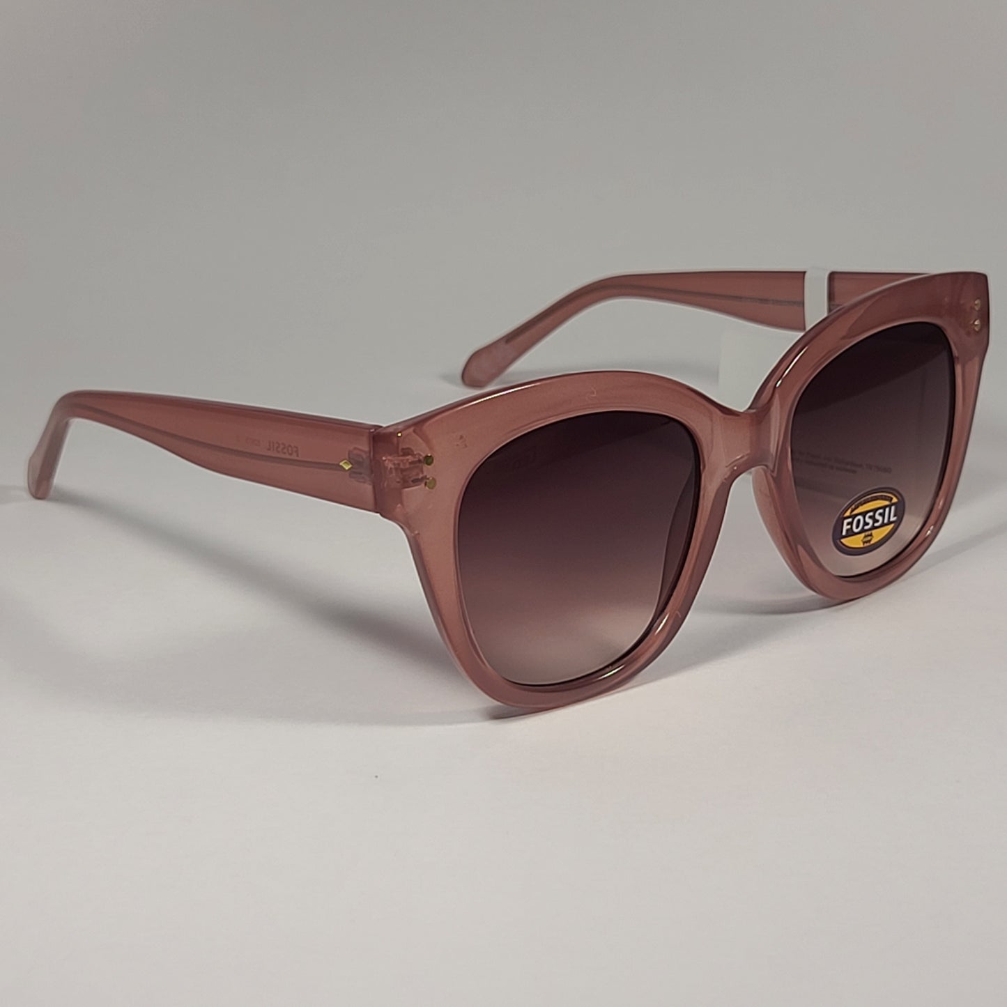Fossil FW222 Oversize Cat Eye Sunglasses Tan Crystal Frame / Brown Gradient Lens - Sunglasses