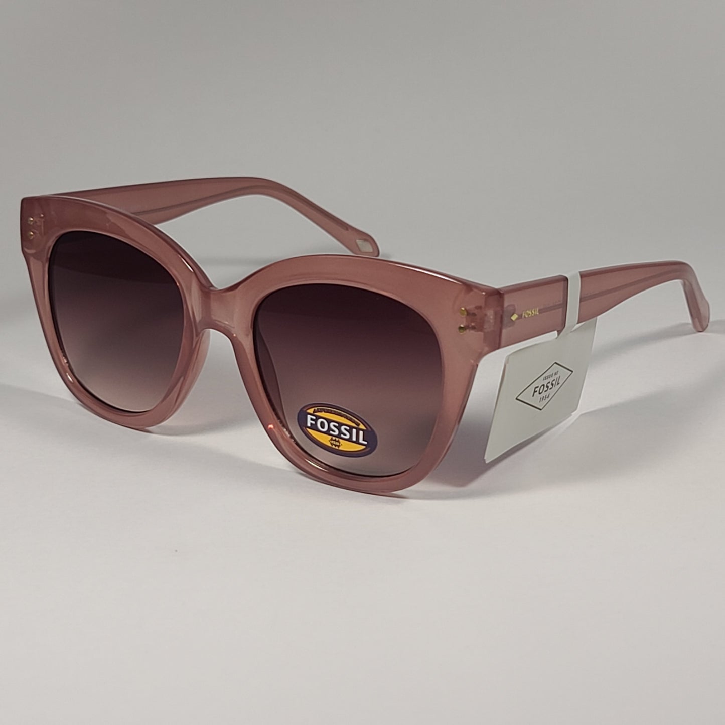 Fossil FW222 Oversize Cat Eye Sunglasses Tan Crystal Frame / Brown Gradient Lens - Sunglasses