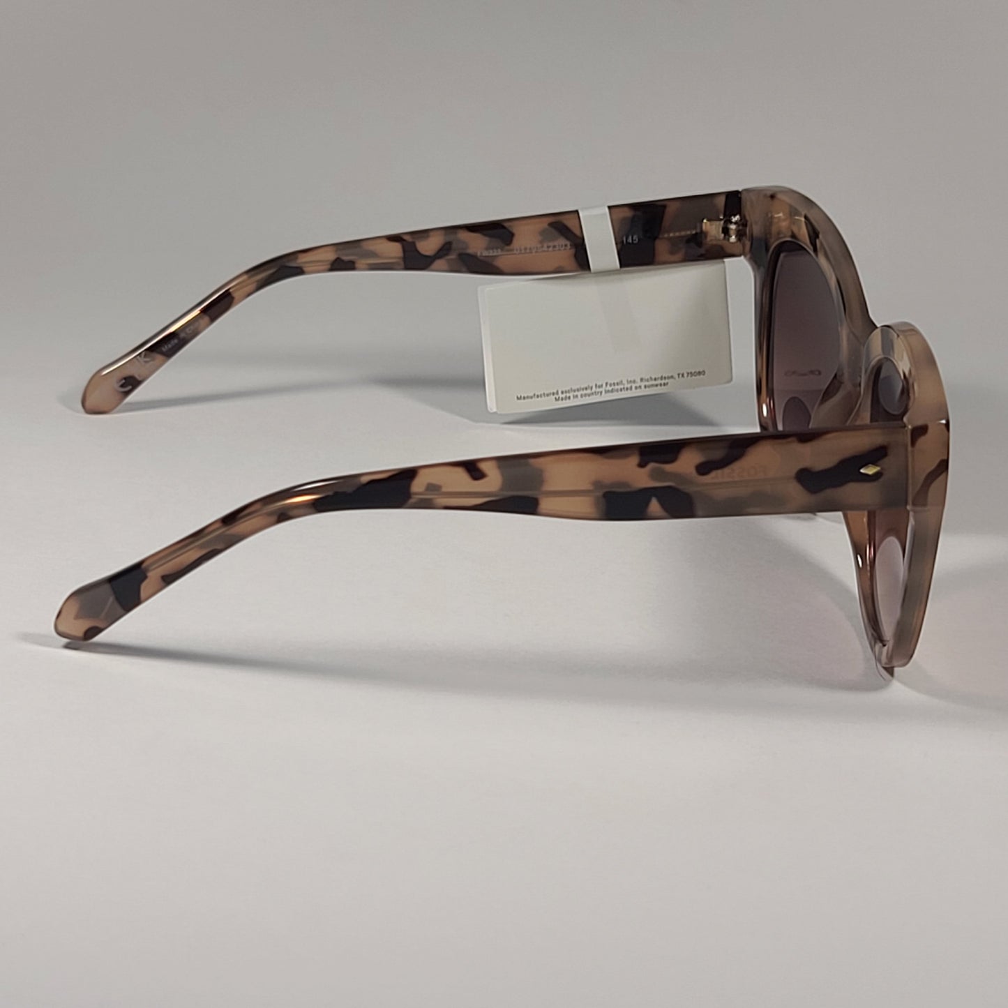 Fossil FW222 Oversize Cat Eye Sunglasses Tan Crystal Frame / Brown Gradient Lens - Sunglasses