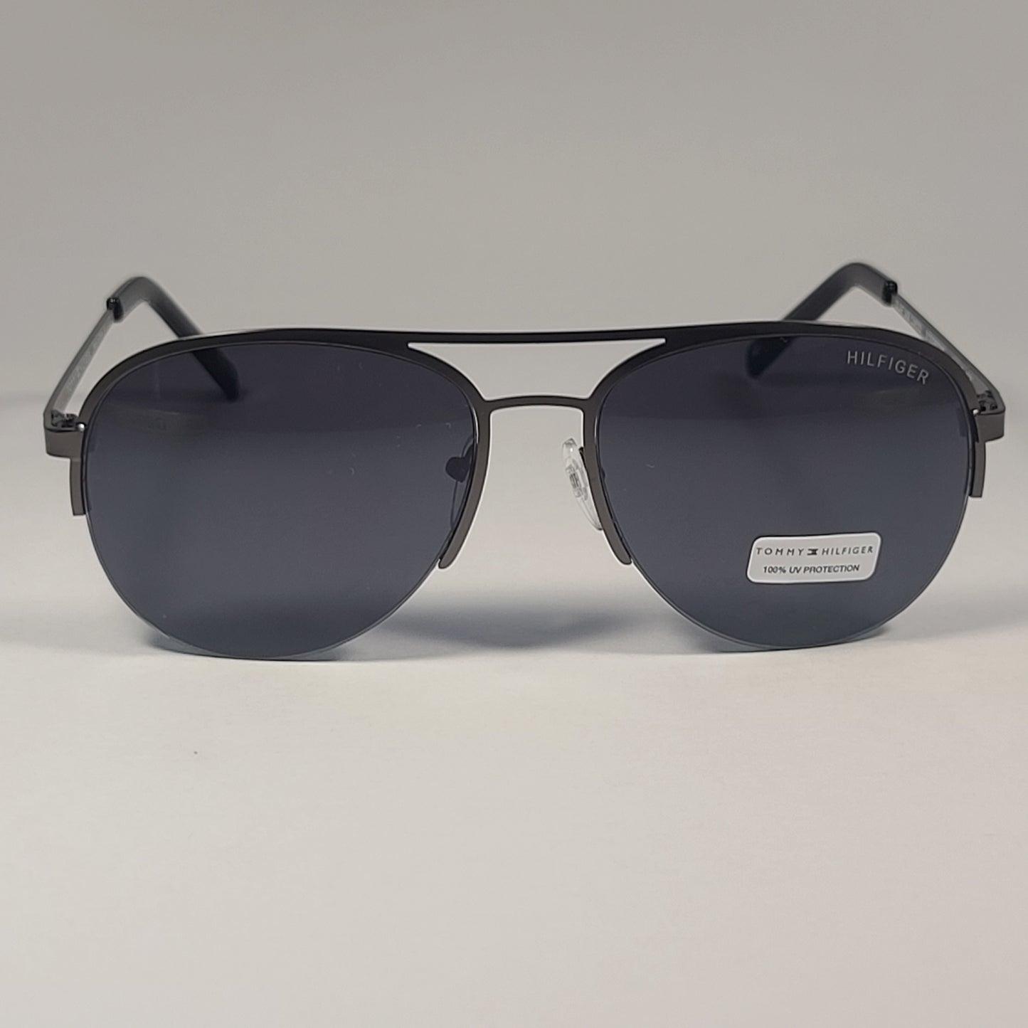 Tommy Hilfiger Olaf MM OM593 Half Rim Aviator Sunglasses Gunmetal Black / Gray Lens - Sunglasses