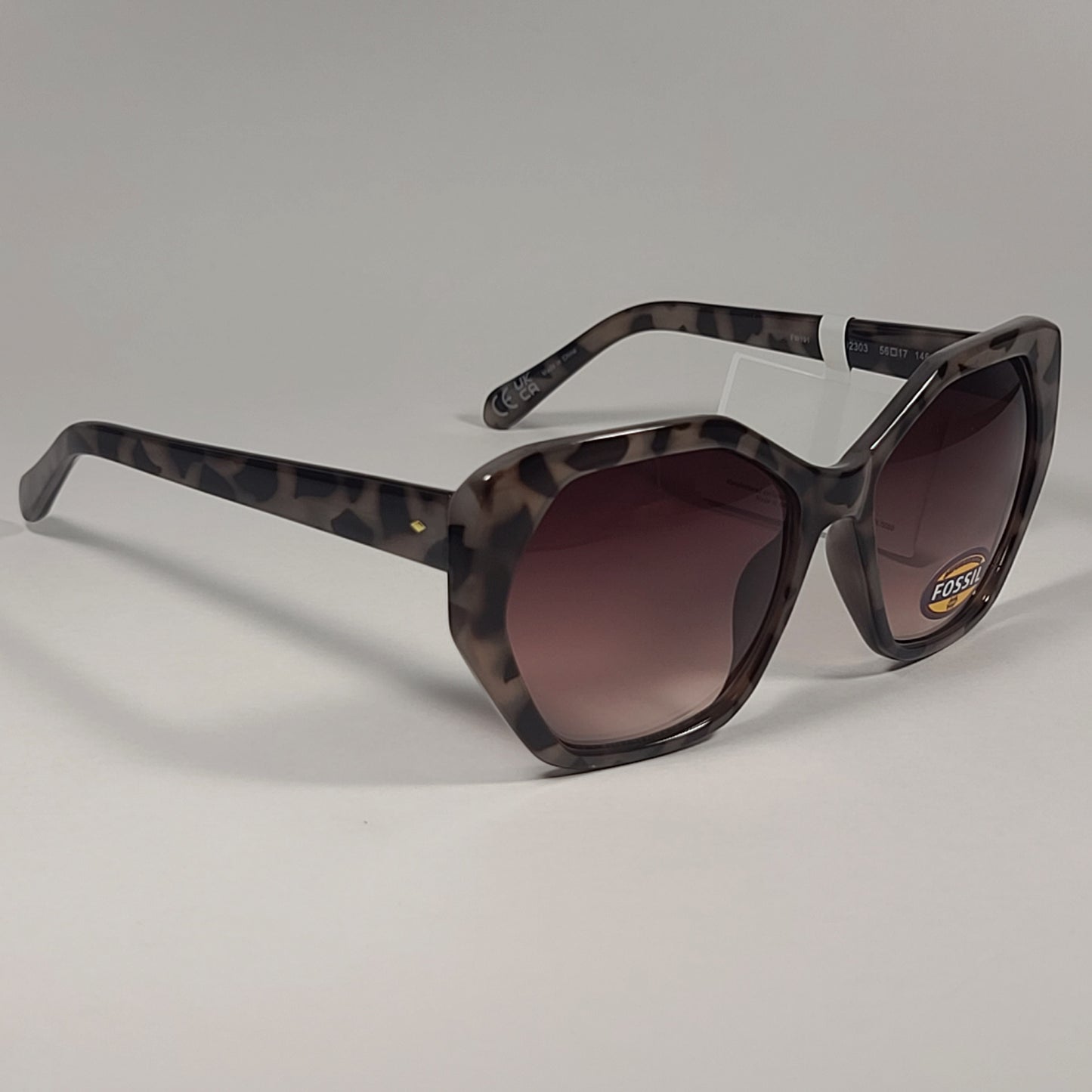 Fossil FW191 Geometric Sunglasses Light Tortoise Frame / Brown Gradient Lens - Sunglasses