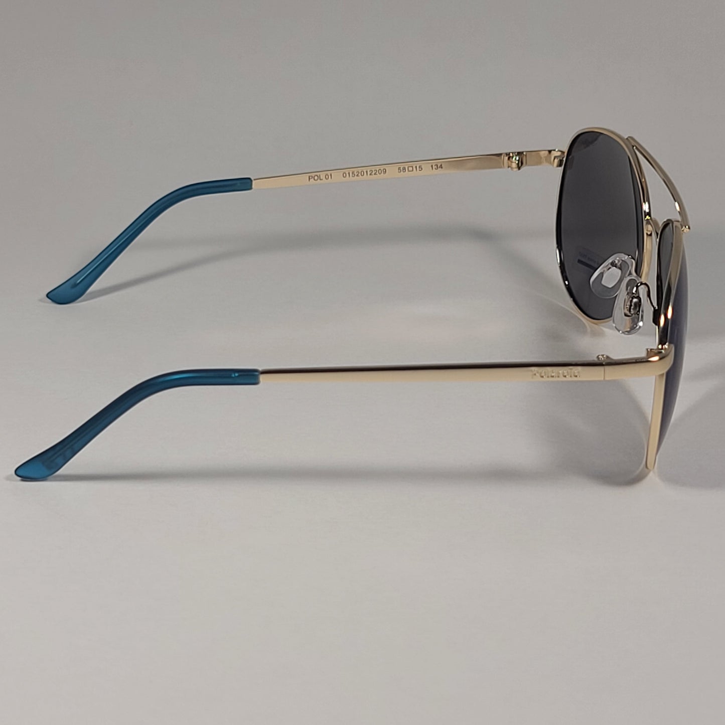 Polaroid POL 01 Polarized Aviator Pilot Sunglasses Gold Tone Frame Blue Mirror - Sunglasses