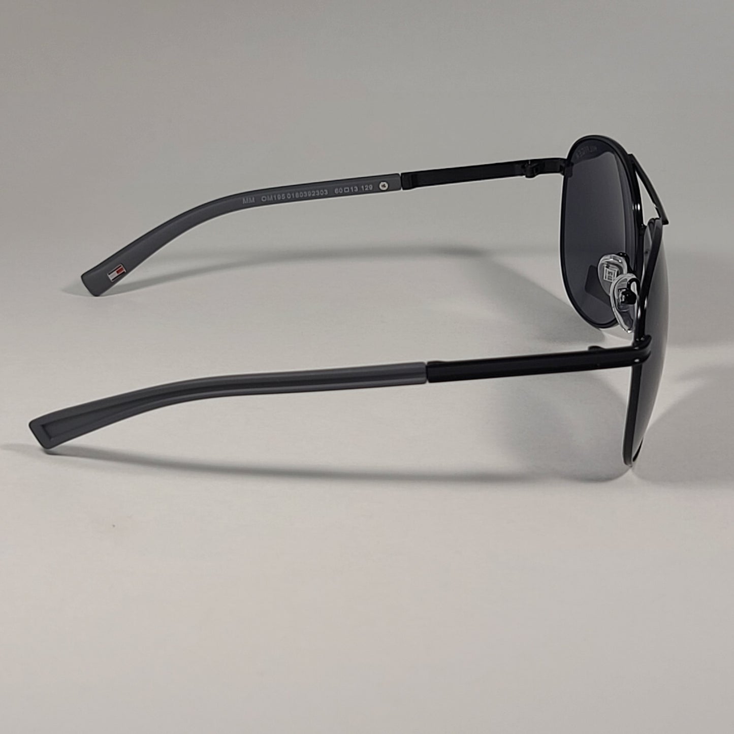 Tommy Hilfiger Bae MM OM195 Aviator Sunglasses Shiny Black Metal Frame Gray Lens - Sunglasses