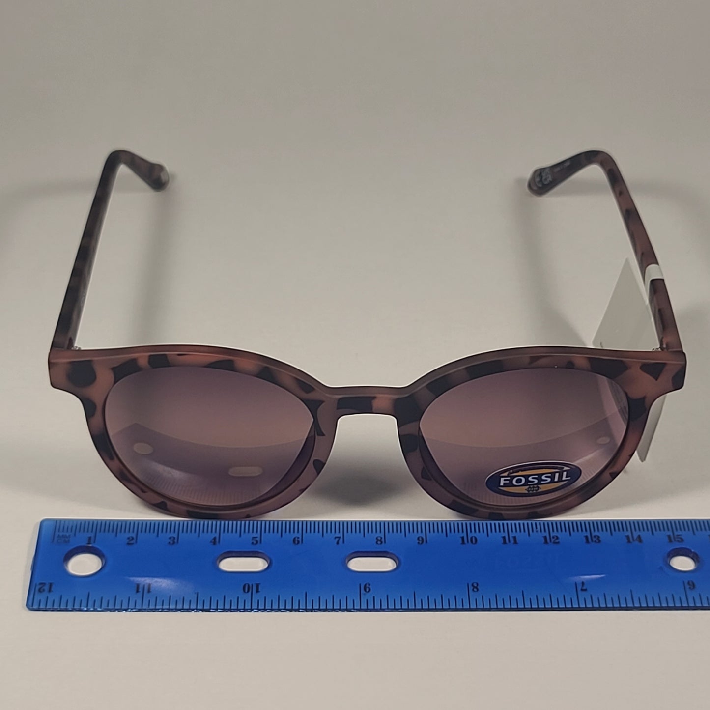 Fossil Round Brow Bar FW210 Sunglasses Brown Pink Tortoise Frame Gradient Lens - Sunglasses