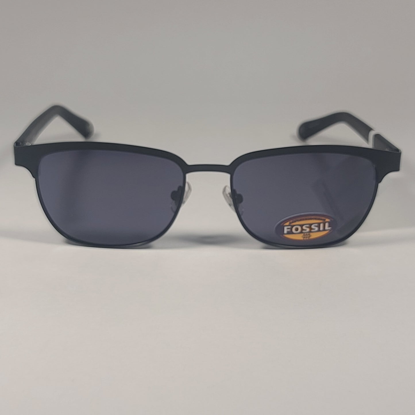 Fossil FW120 Club Sunglasses Matte Black Metal Plastic Frame Gray Tinted Lens - Sunglasses