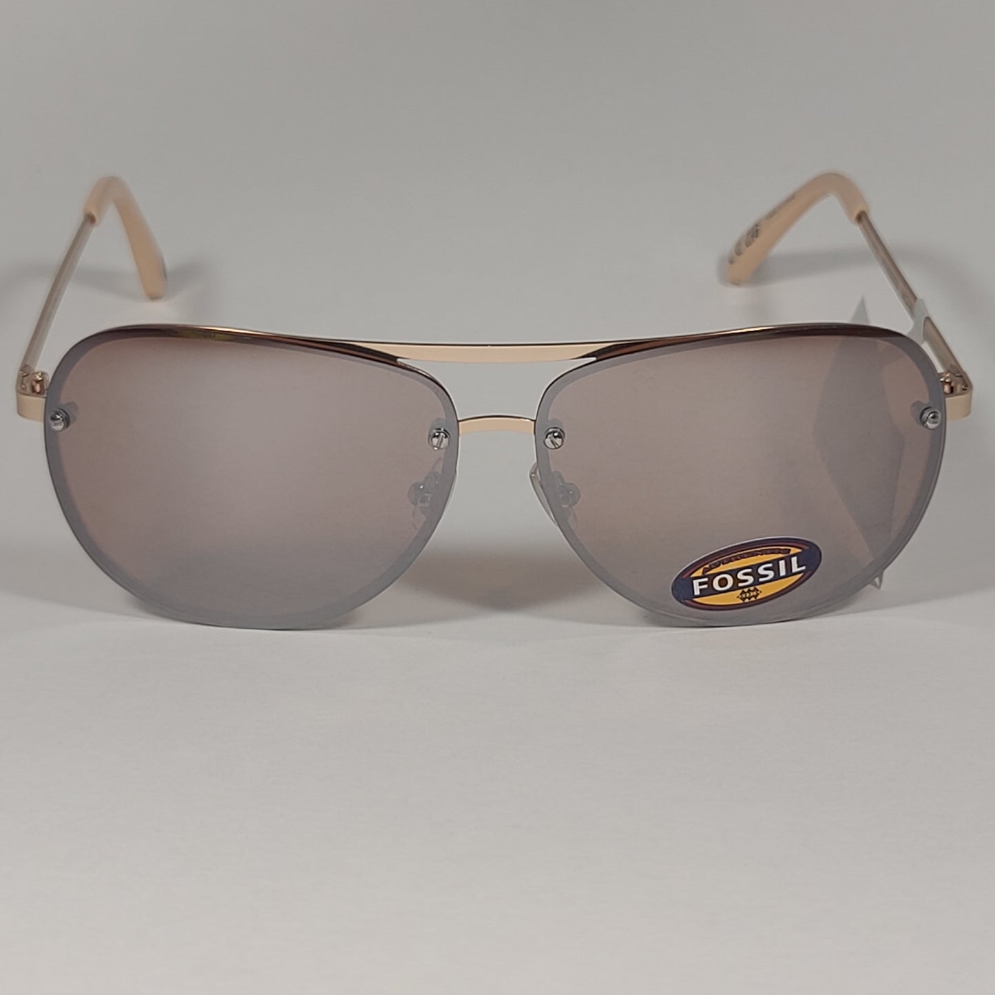Fossil FW157 Rimless Pilot Sunglasses Gold Frame / Brown Flash Lens - Sunglasses