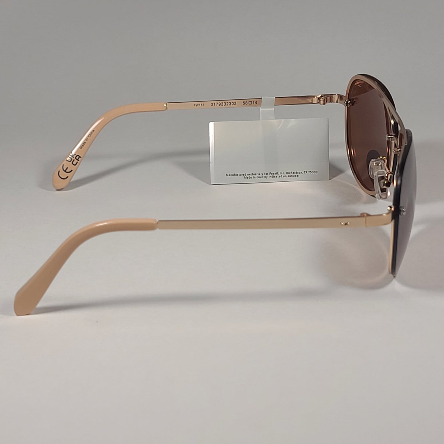 Fossil FW157 Rimless Pilot Sunglasses Gold Frame / Brown Flash Lens - Sunglasses