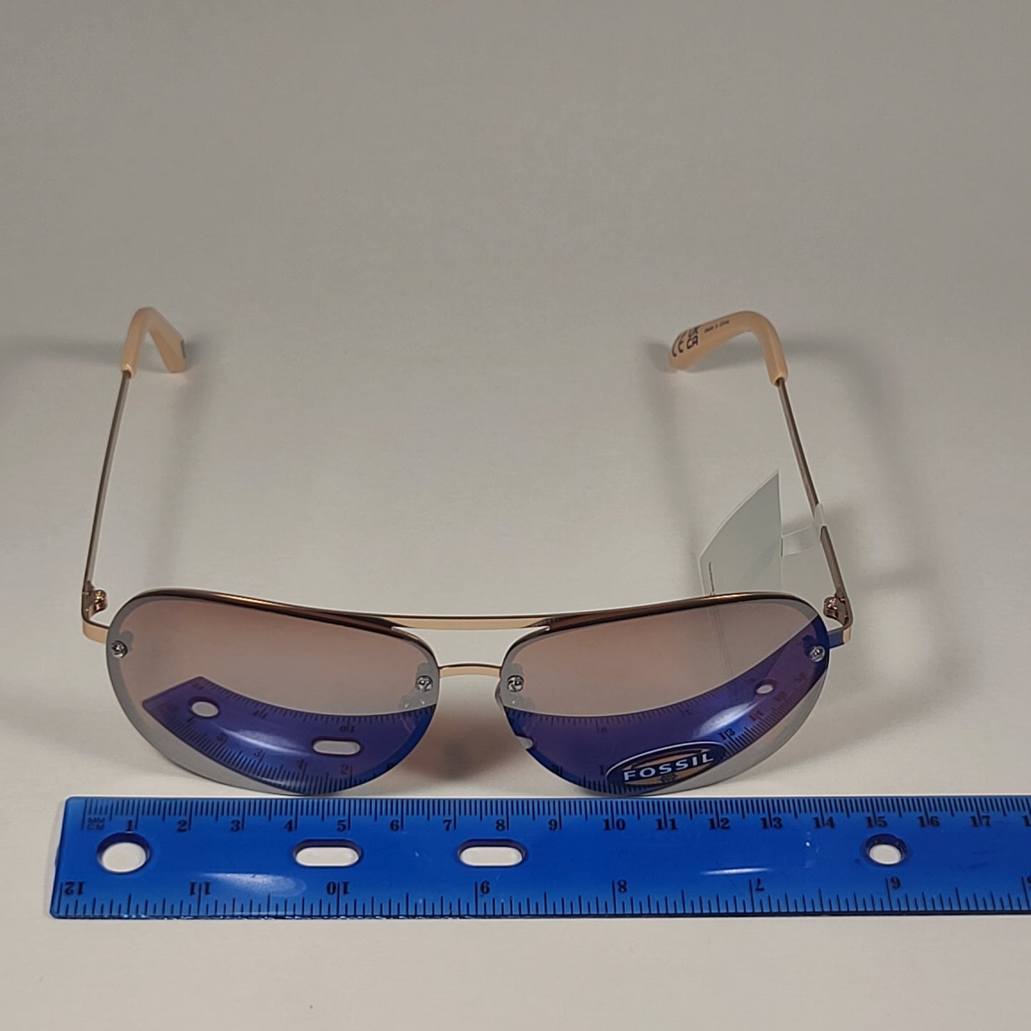 Fossil FW157 Rimless Pilot Sunglasses Gold Frame / Brown Flash Lens - Sunglasses