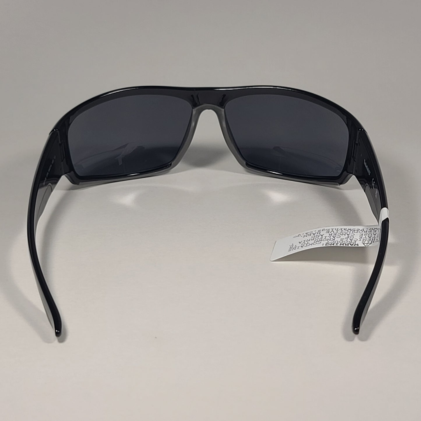 Timberland Wrap Sunglasses Shiny Black Gray Rubber Trim Gray Lens TB7178 01A - Sunglasses