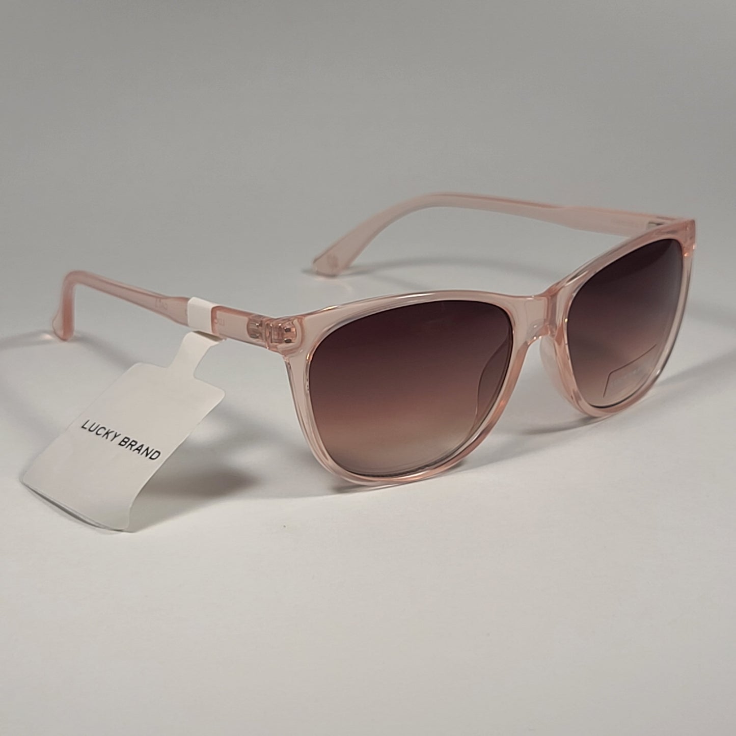 Lucky Brand Los Feliz Cat Eye Sunglasses Pink Crystal Frame Brown Gradient Lens - Sunglasses