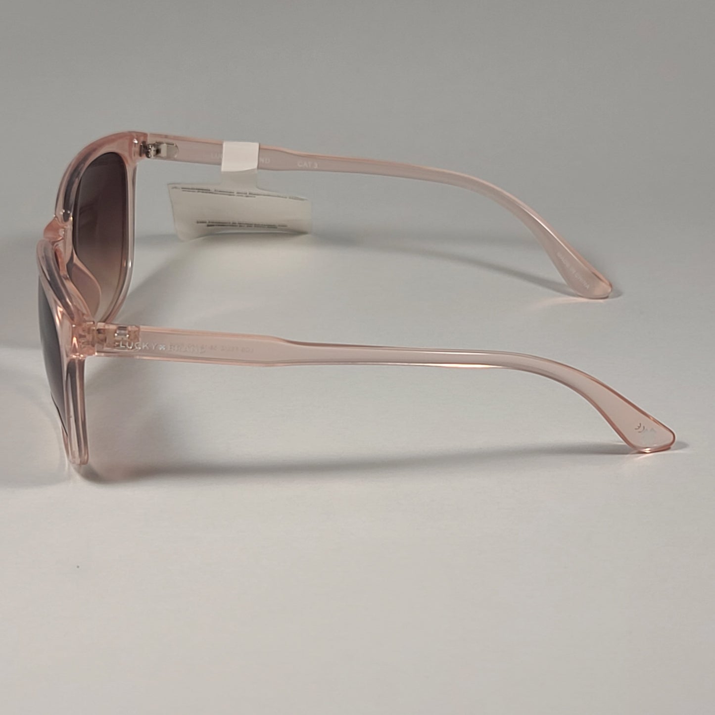 Lucky Brand Los Feliz Cat Eye Sunglasses Pink Crystal Frame Brown Gradient Lens - Sunglasses