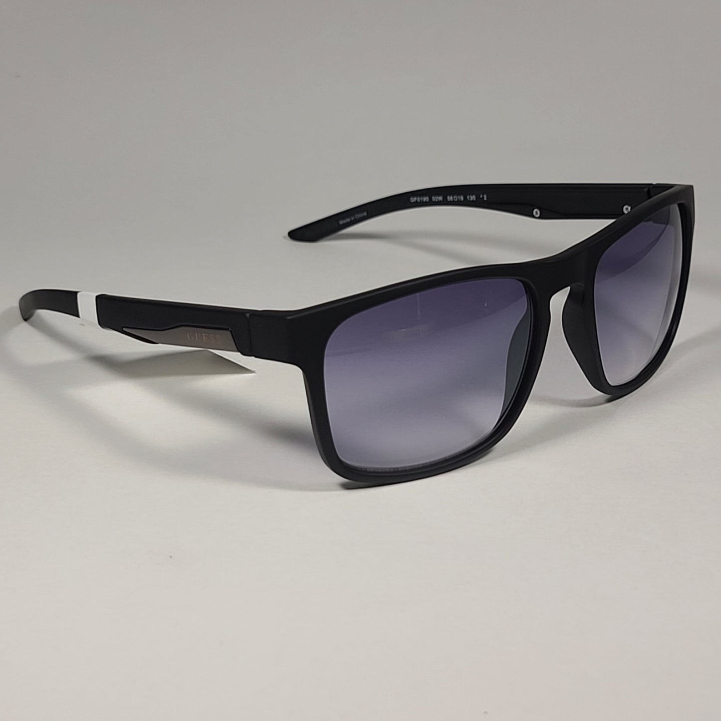Guess Rectangular Sunglasses Matte Black Frame Blue Gray Gradient Lens GF0190 02W