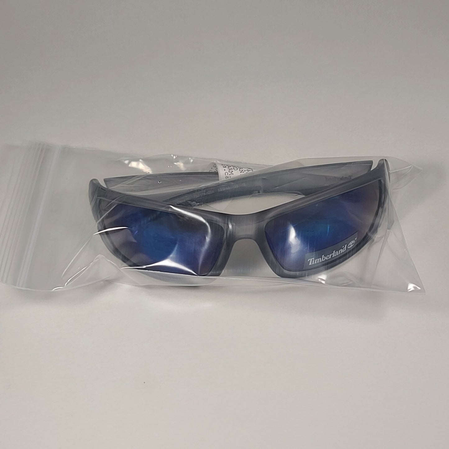 Timberland Wrap Sunglasses Matte Crystal Frame Blue Violet Mirror Lens TB7171 20X