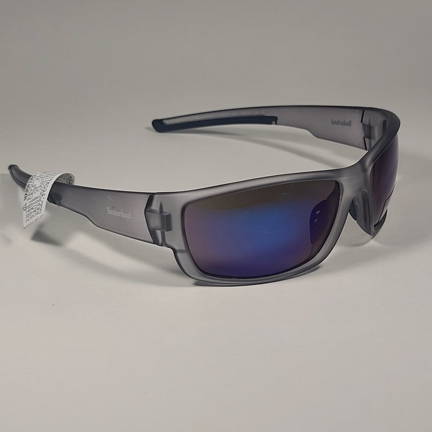 Timberland Wrap Sunglasses Matte Crystal Frame Blue Violet Mirror Lens TB7171 20X