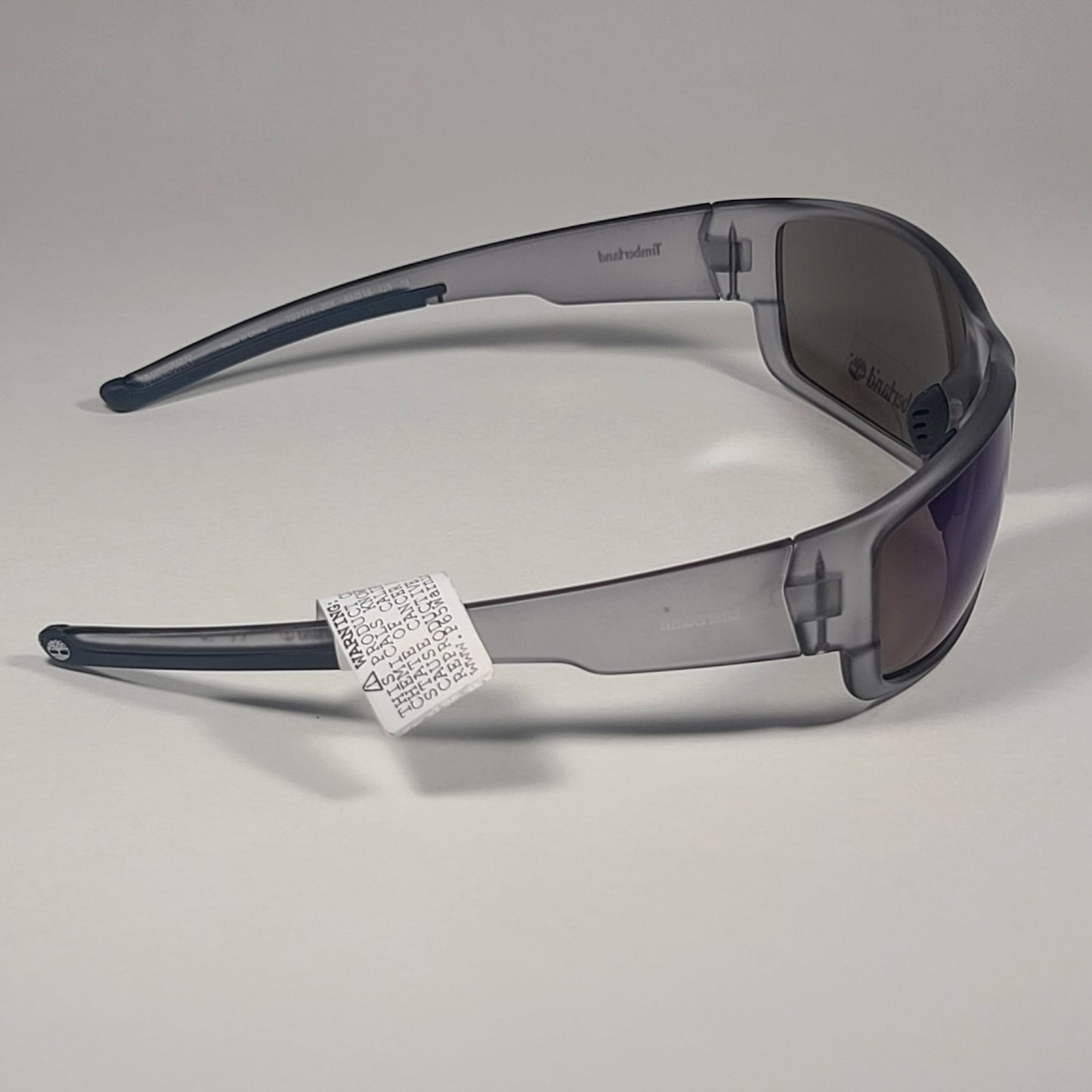 Timberland Wrap Sunglasses Matte Crystal Frame Blue Violet Mirror Lens TB7171 20X