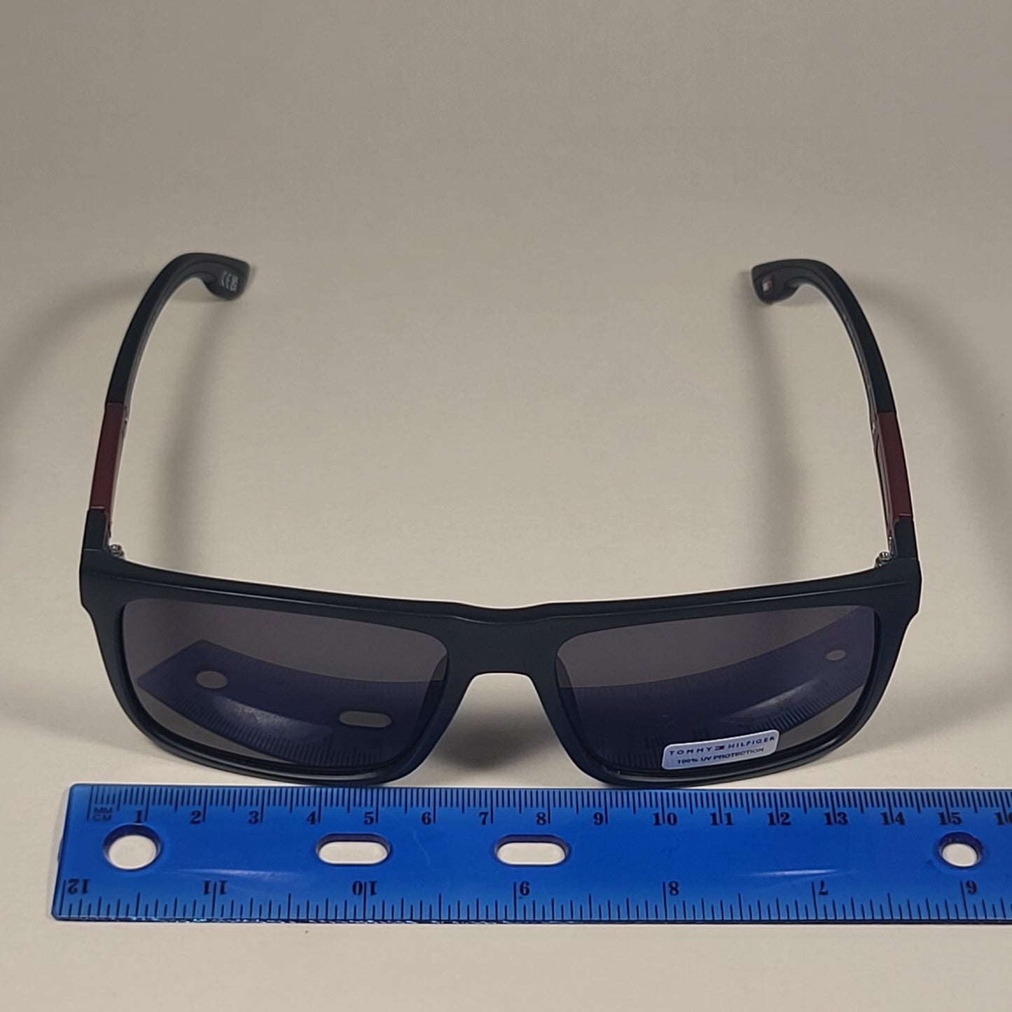 Tommy Hilfiger MP OM620 Rectangular Sunglasses Matte Black Burgundy Frame / Gray Lens - Sunglasses
