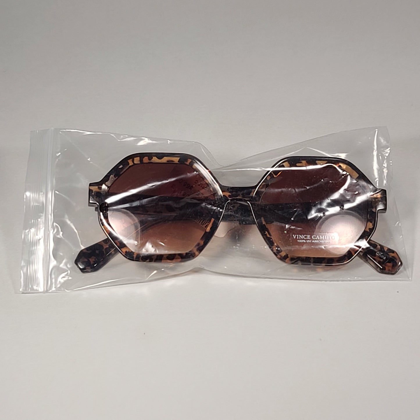 Vince Camuto VC1069 LE Geometric Sunglasses Leopard Frame Brown Gradient Lens - Sunglasses