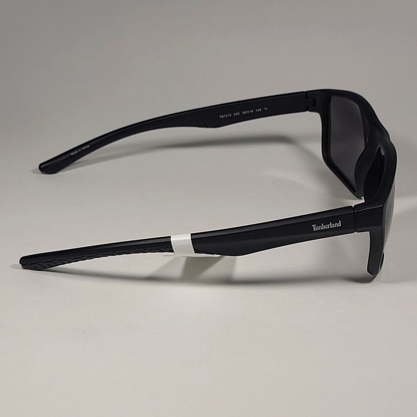 Timberland TB7218 02C Rectangular Sunglasses Matte Black Frame Gray Tinted Lens - Sunglasses
