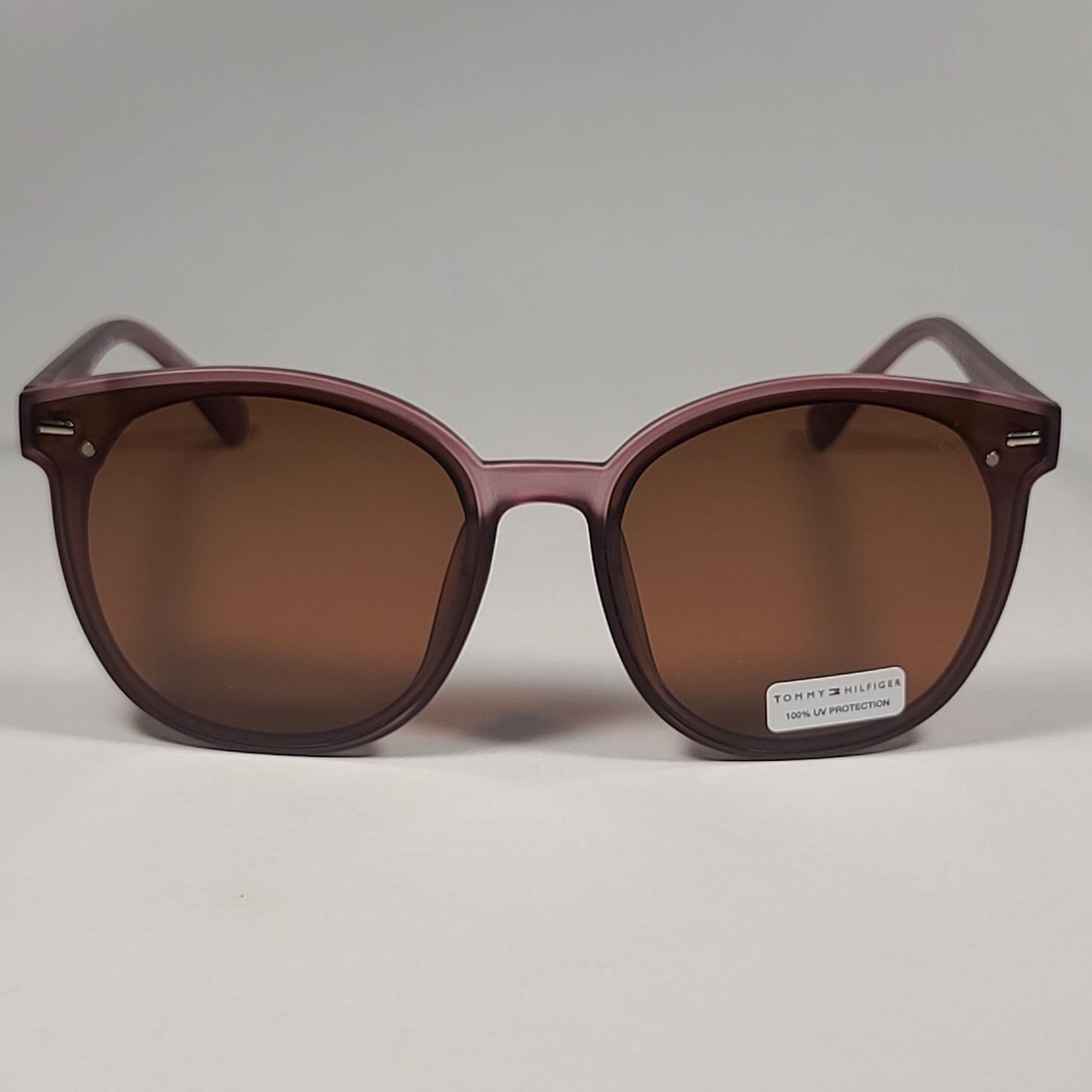 Tommy Hilfiger ’Ariana’ WP OL566 Round Cat Eye Sunglasses Pink Frame Brown Lens - Sunglasses