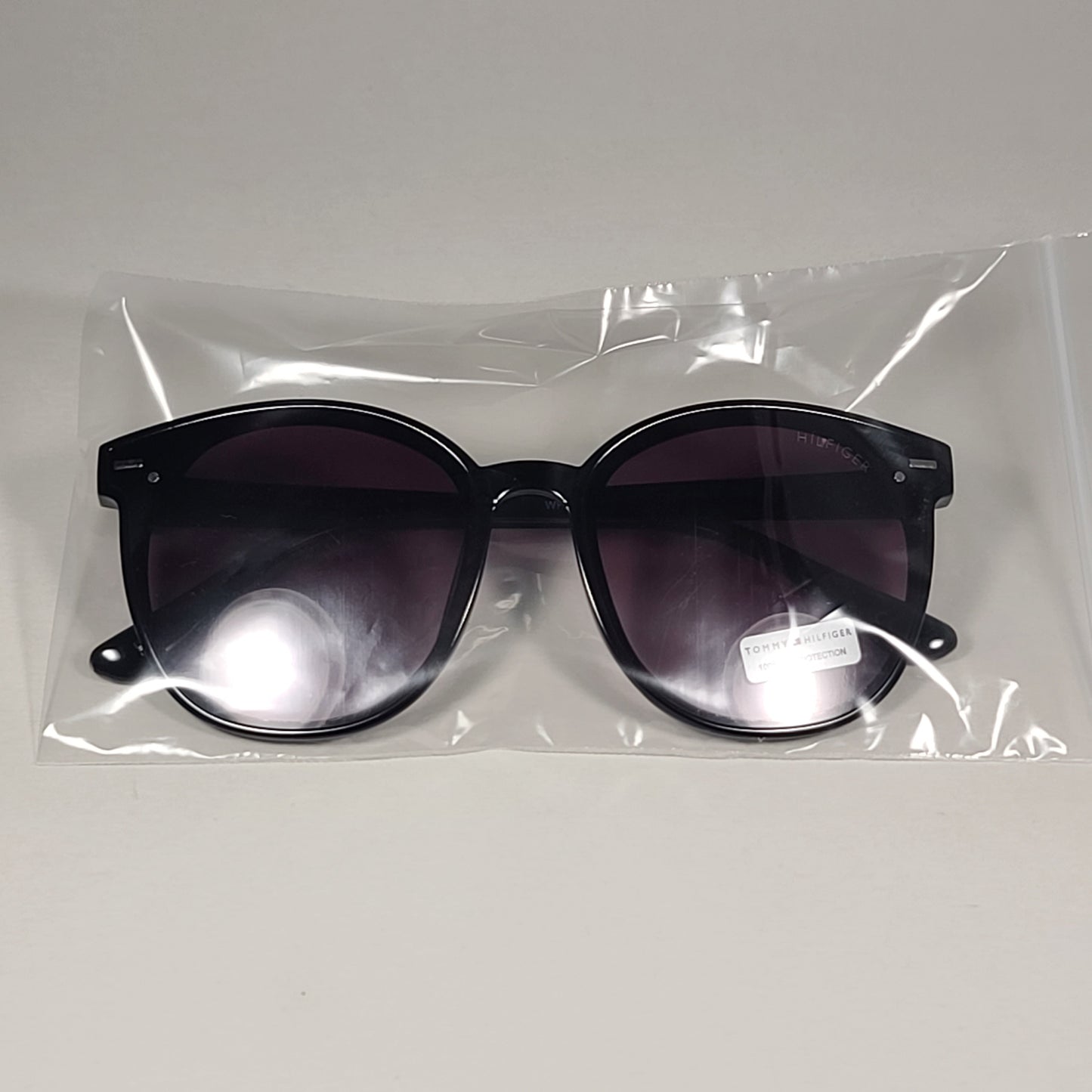 Tommy Hilfiger Ariana WP OL566 Round Cat Eye Sunglasses Black Frame Smoke Lens - Sunglasses