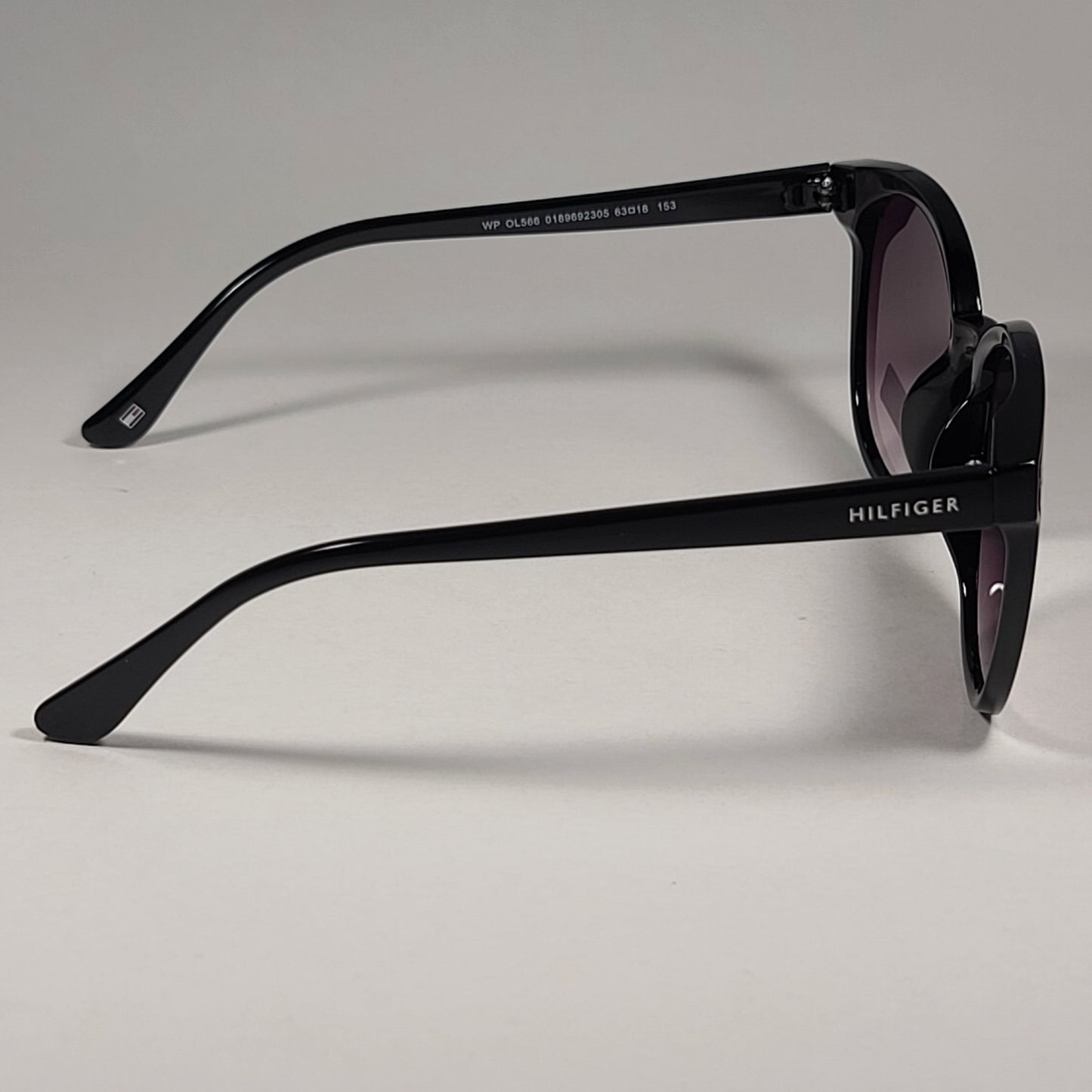 Tommy Hilfiger Ariana WP OL566 Round Cat Eye Sunglasses Black Frame Smoke Lens - Sunglasses
