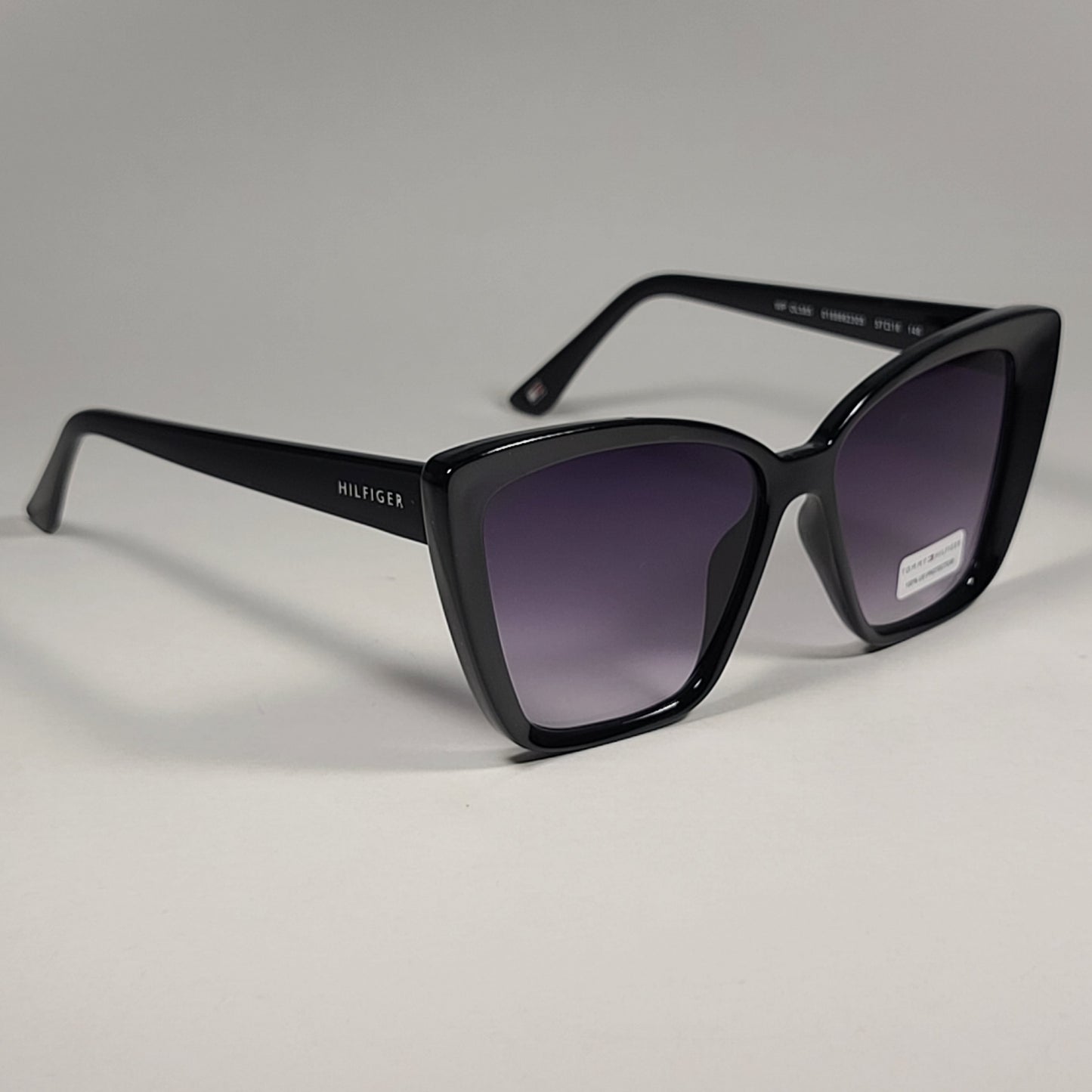 Tommy Hilfiger WP OL585 Cat Eye Sunglasses Black Gloss Frame Smoke Gray Lens - Sunglasses