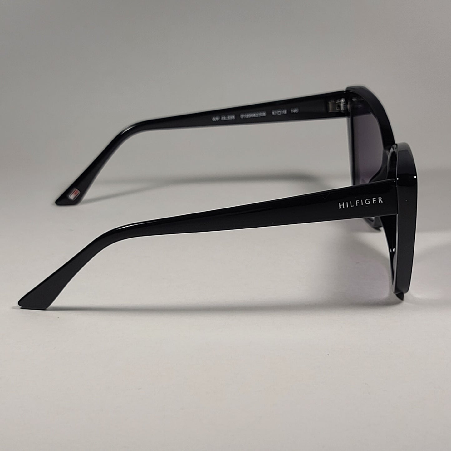 Tommy Hilfiger WP OL585 Cat Eye Sunglasses Black Gloss Frame Smoke Gray Lens - Sunglasses