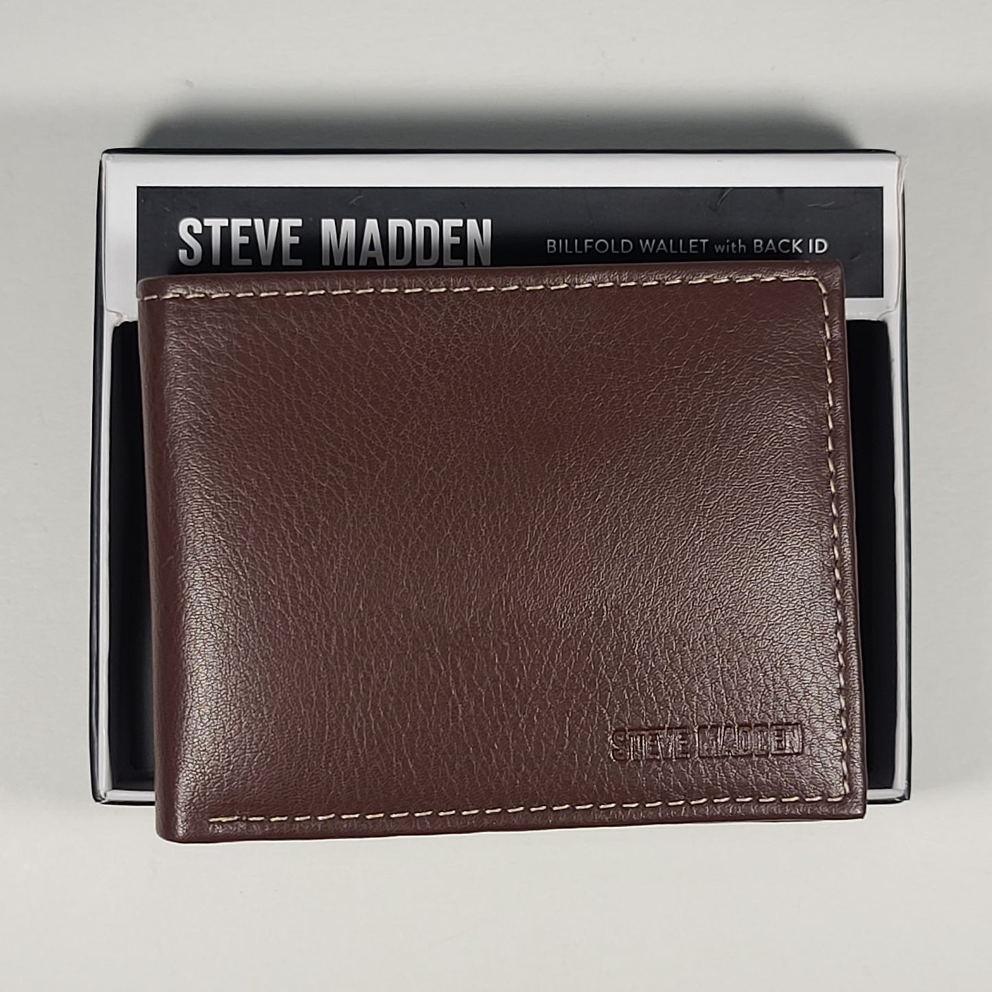 Steve Madden Men’s Billfold Brown Leather Wallet With Back ID RFID N80093/01 - Wallets