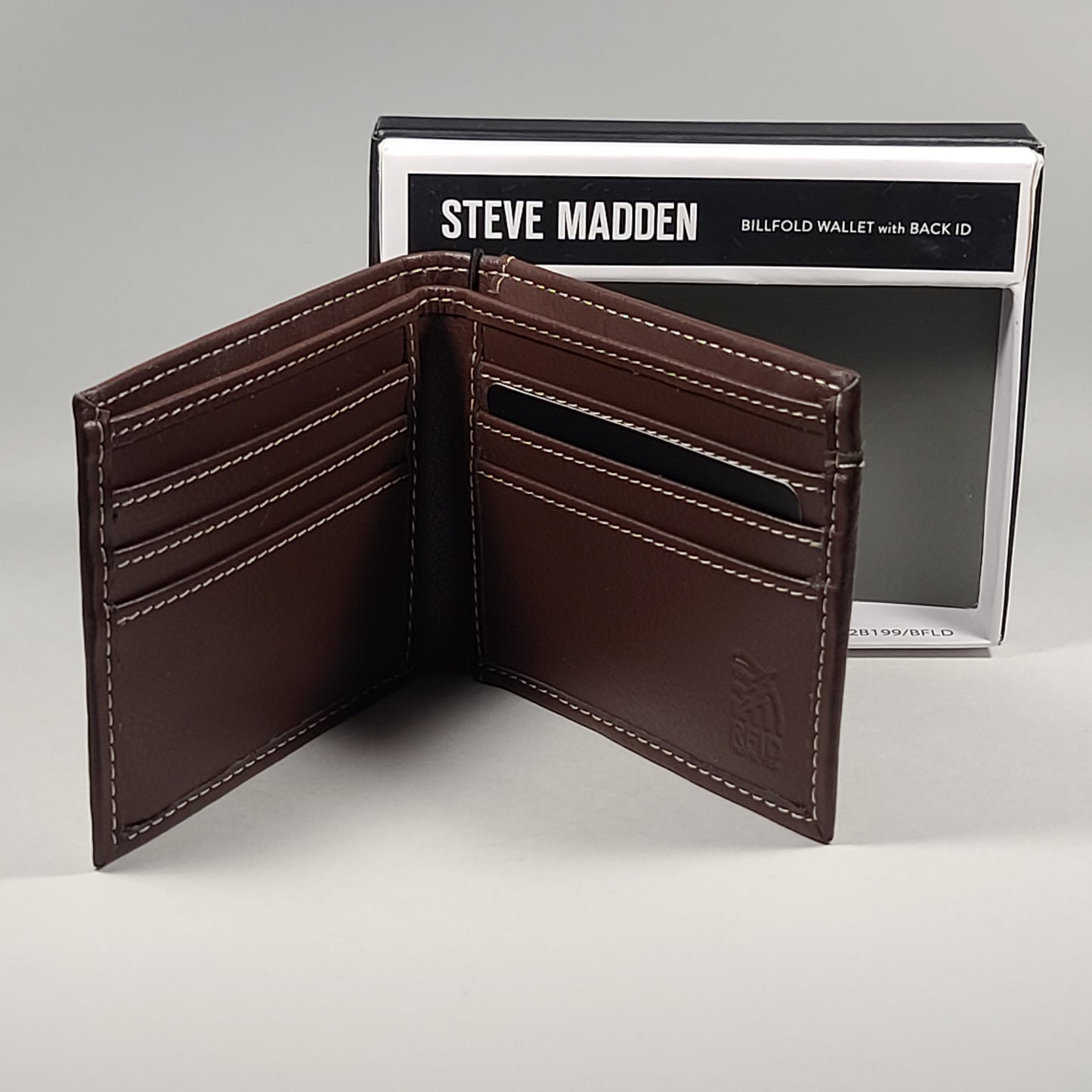 Steve Madden Men’s Billfold Brown Leather Wallet With Back ID RFID N80093/01 - Wallets
