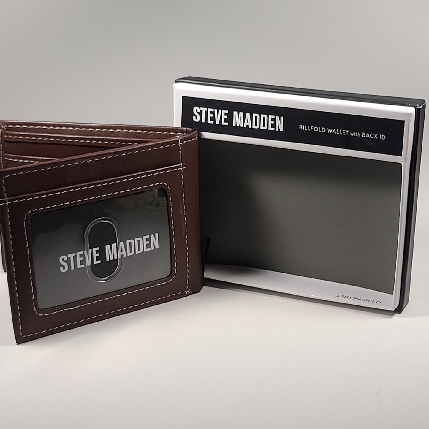 Steve Madden Men’s Billfold Brown Leather Wallet With Back ID RFID N80093/01 - Wallets