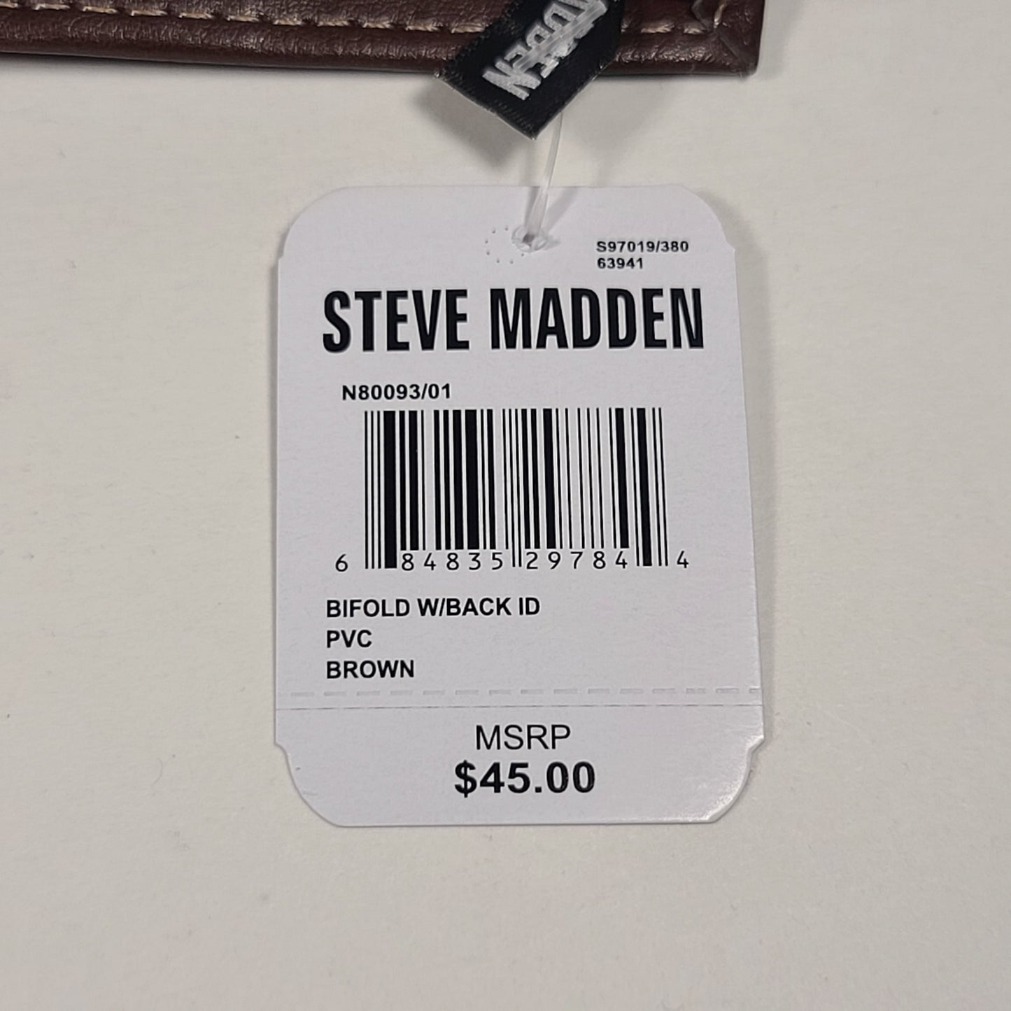 Steve Madden Men’s Billfold Brown Leather Wallet With Back ID RFID N80093/01 - Wallets