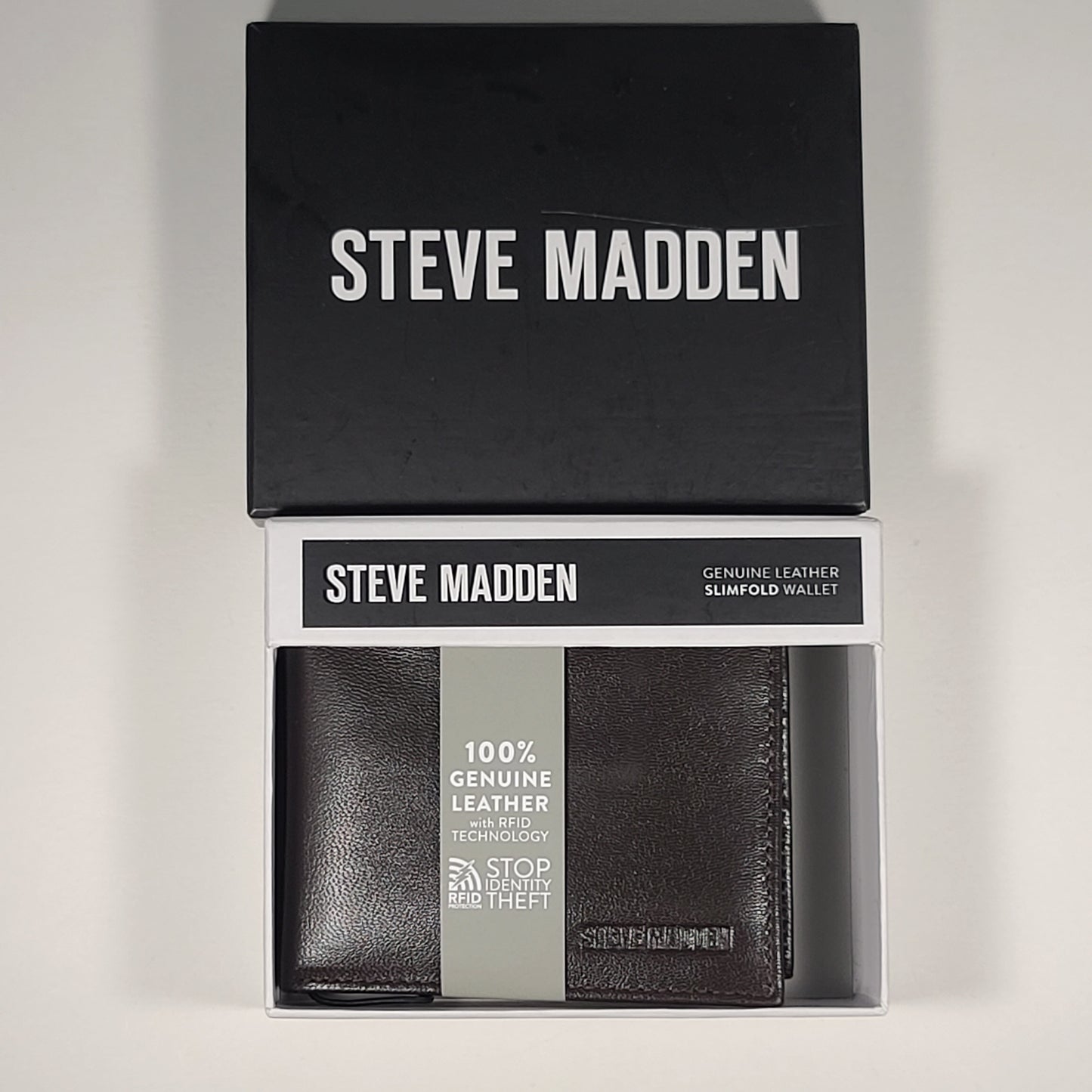 Steve Madden Men’s Slimfold Bifold Dark Brown Leather Wallet RFID N80005/01RF - Wallets