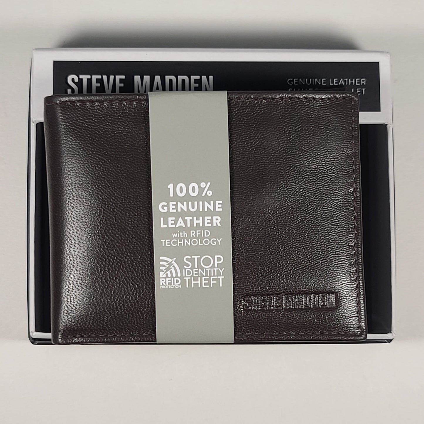 Steve Madden Men’s Slimfold Bifold Dark Brown Leather Wallet RFID N80005/01RF - Wallets