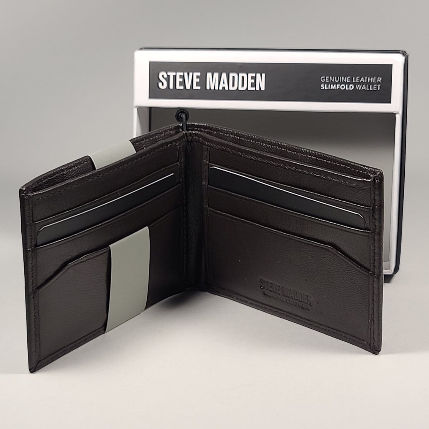 Steve Madden Men’s Slimfold Bifold Dark Brown Leather Wallet RFID N80005/01RF - Wallets