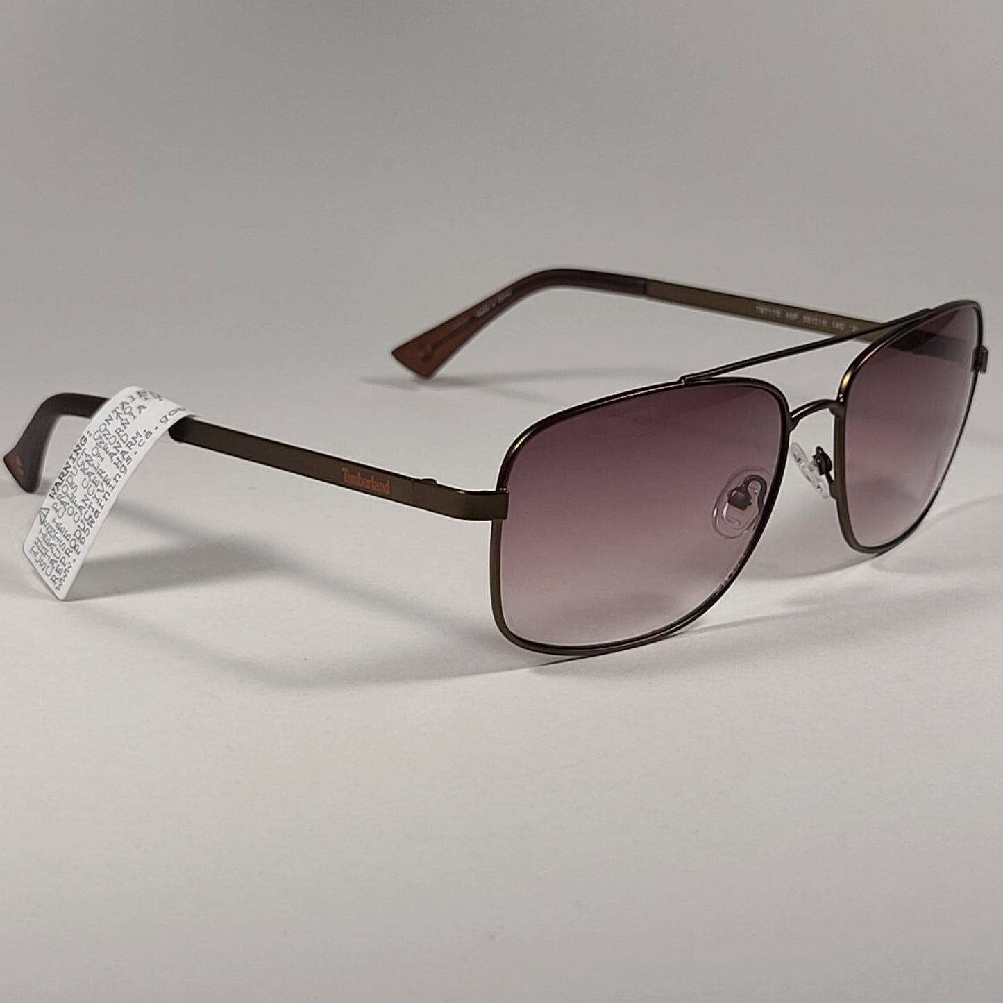 Timberland Rectangle Sunglasses Light Brown Metal Frame Lens TB7175 46F